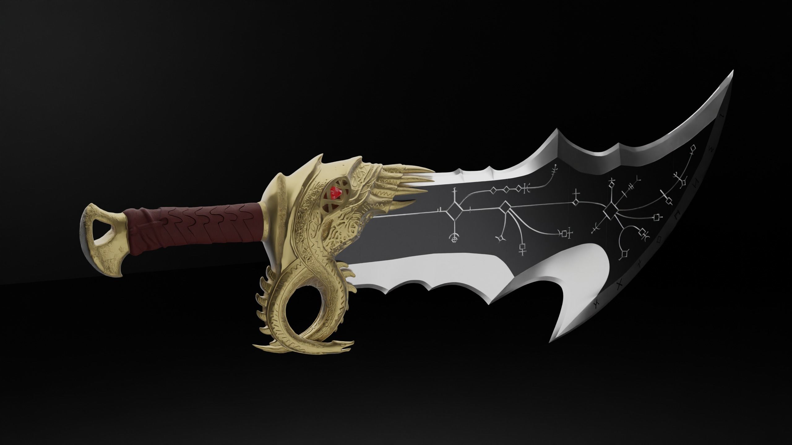 God of War 2018 Kratos blades of chaos level 5 3d model print 3D print model_8