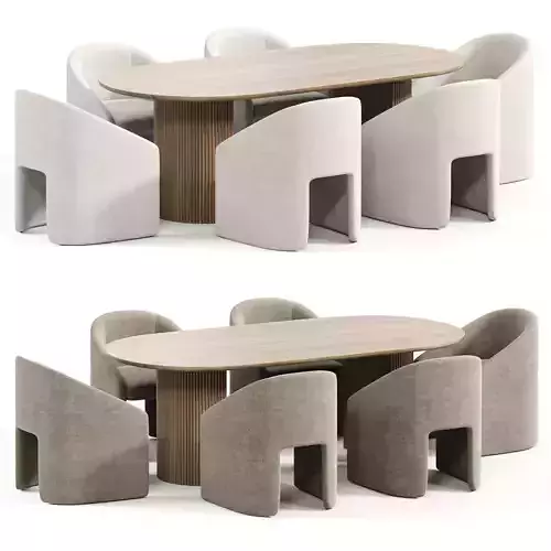 Adler Dining Chair and Ellington oval pedestal dining table Low-poly 3D model