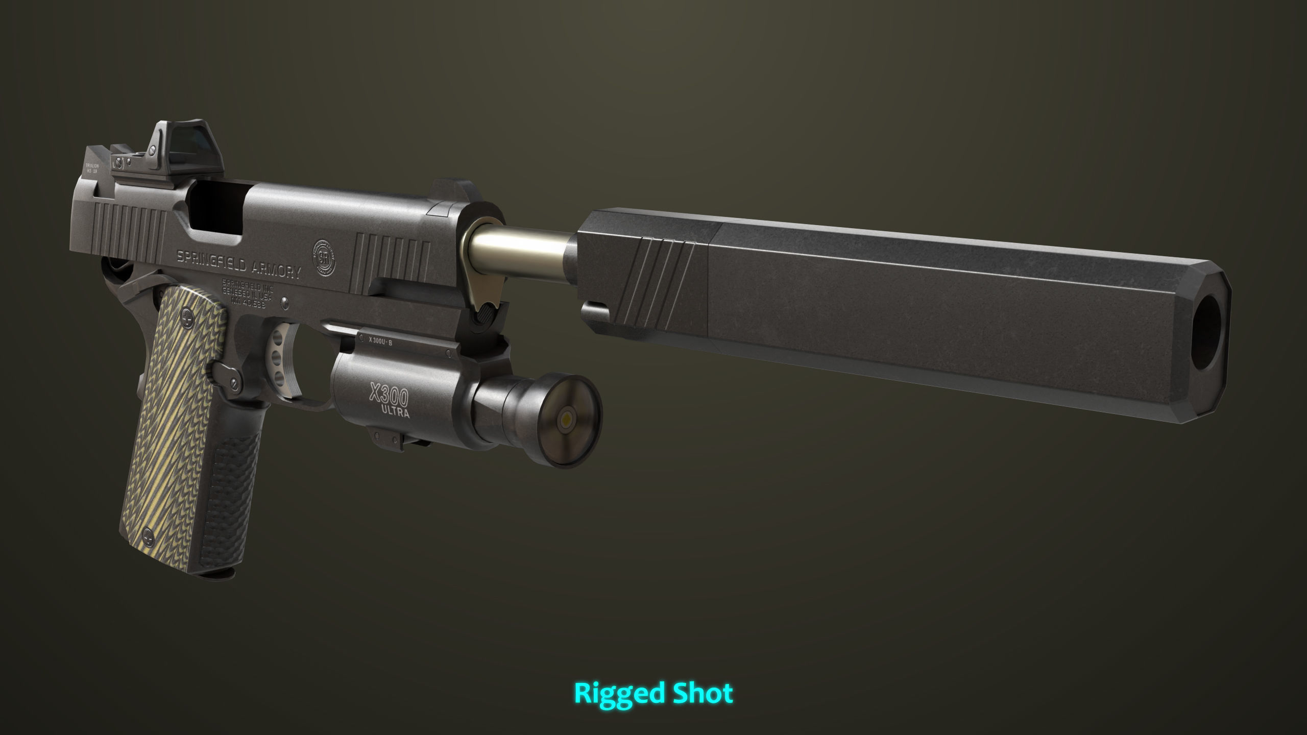 Pistol 07 Black Generic All PBR Unity UE Textures Included Low-poly 3D model_30