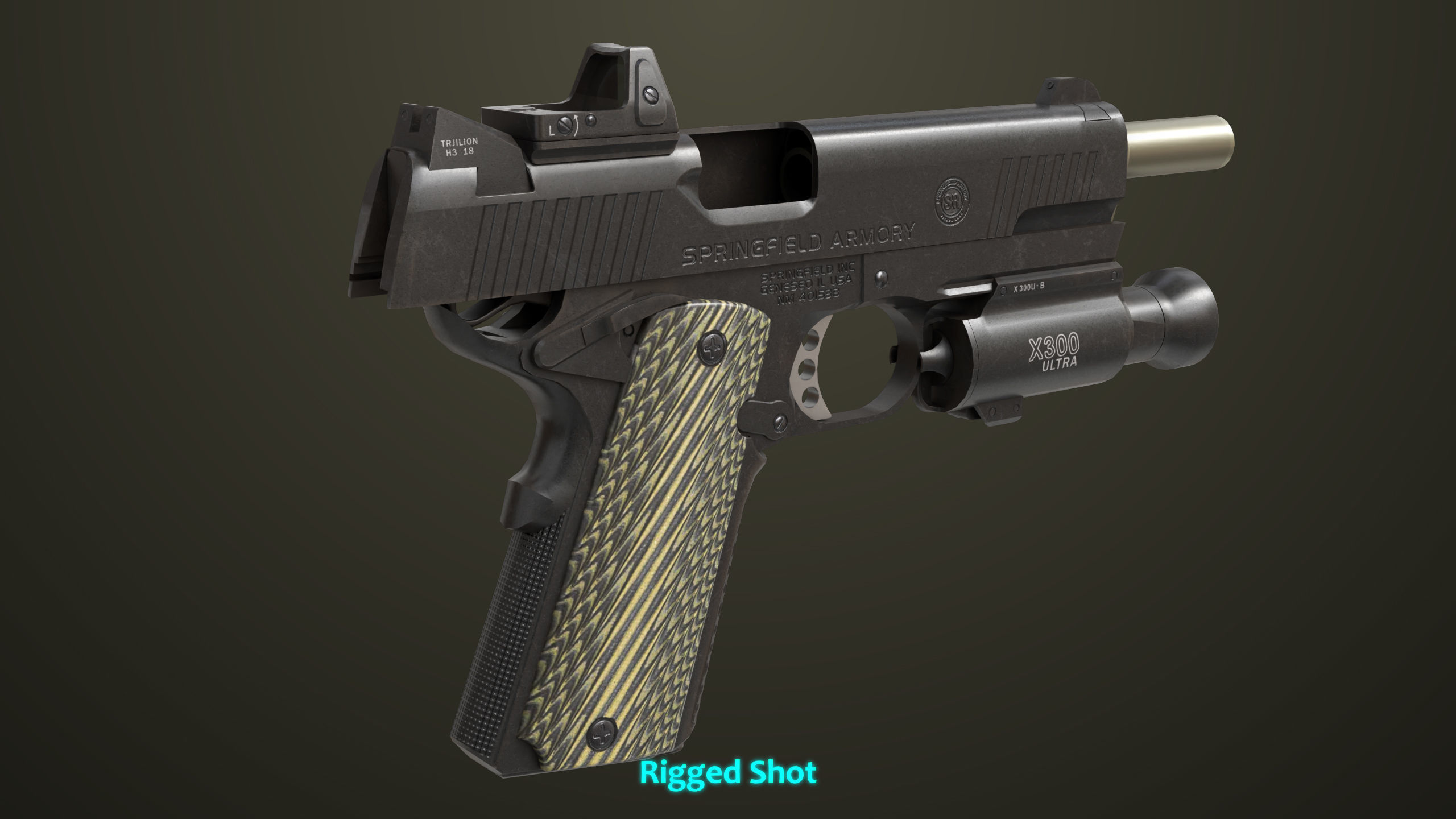 Pistol 07 Black Generic All PBR Unity UE Textures Included Low-poly 3D model_35