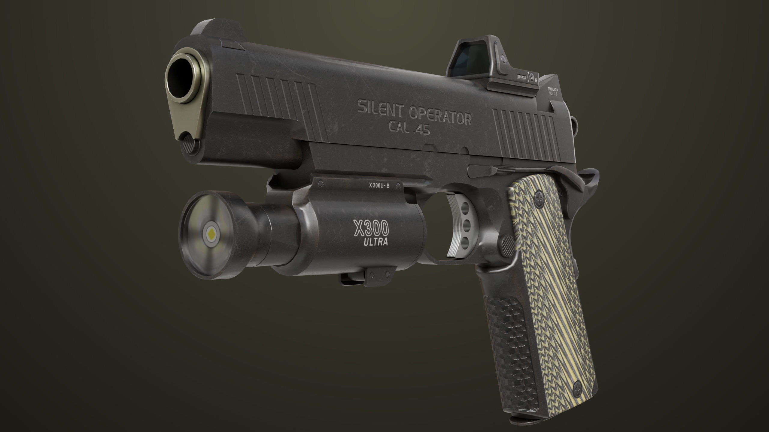 Pistol 07 Black Generic All PBR Unity UE Textures Included Low-poly 3D model_22