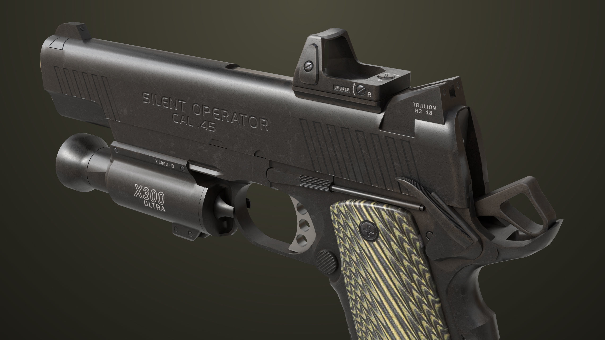 Pistol 07 Black Generic All PBR Unity UE Textures Included Low-poly 3D model_39