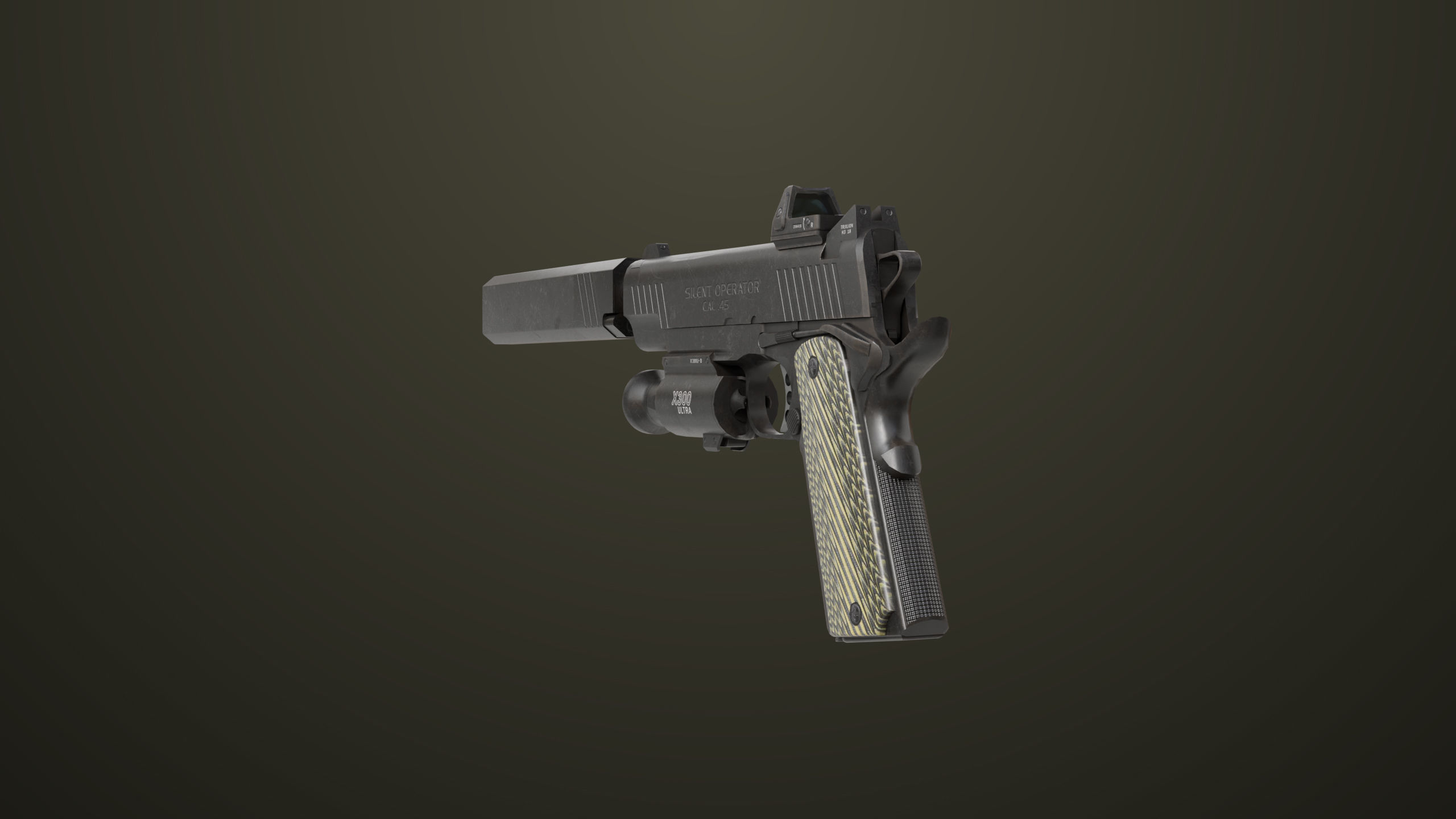 Pistol 07 Black Generic All PBR Unity UE Textures Included Low-poly 3D model_13