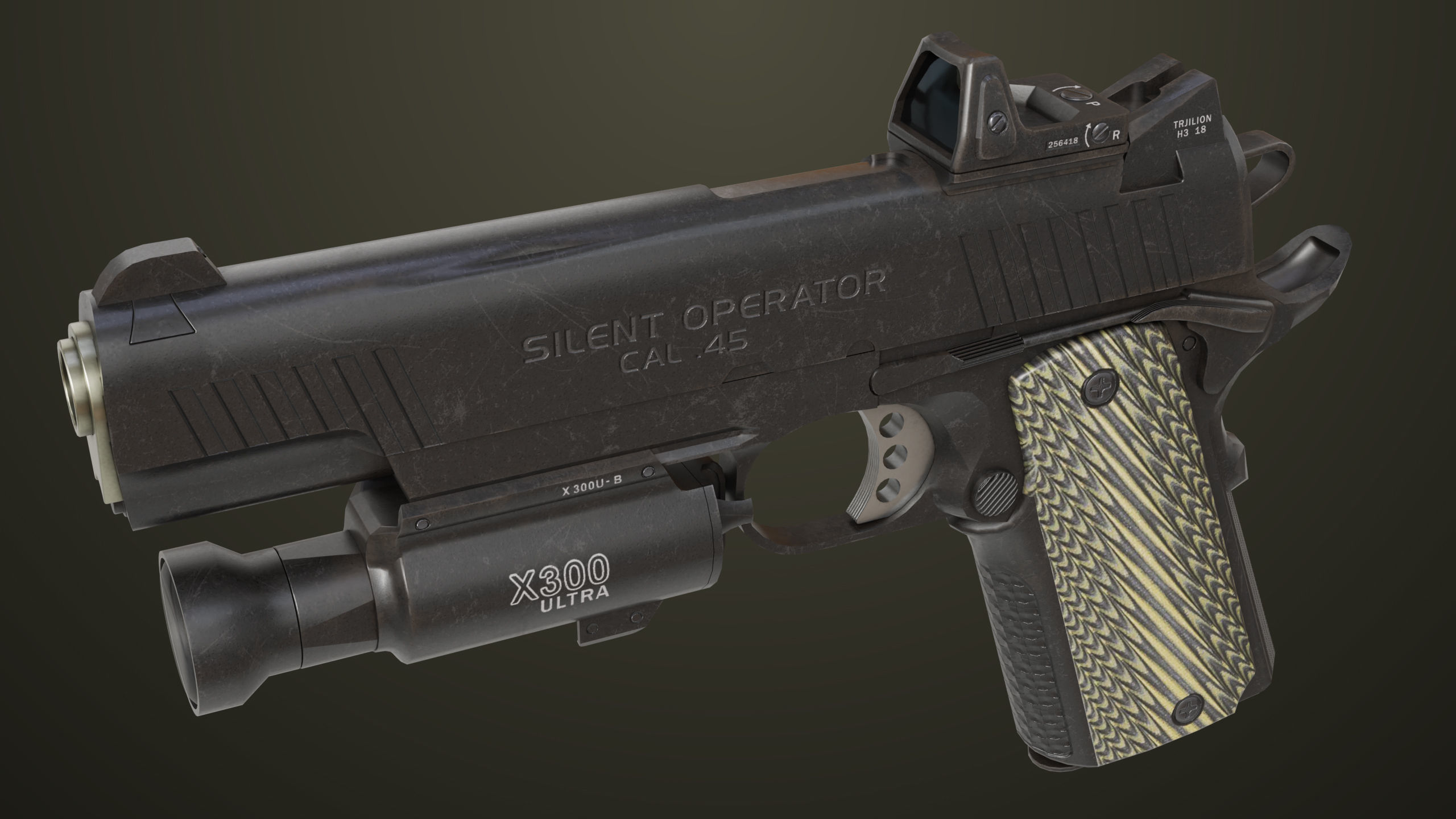 Pistol 07 Black Generic All PBR Unity UE Textures Included Low-poly 3D model_23