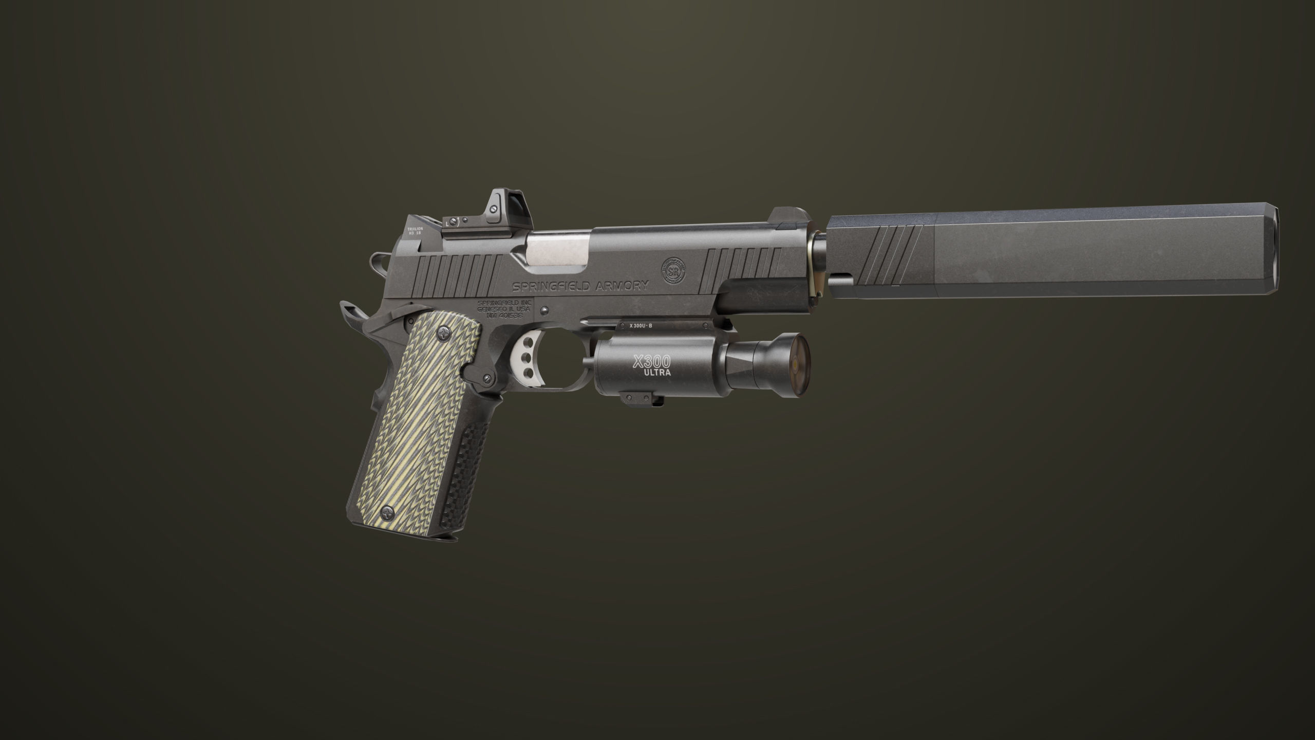 Pistol 07 Black Generic All PBR Unity UE Textures Included Low-poly 3D model_10
