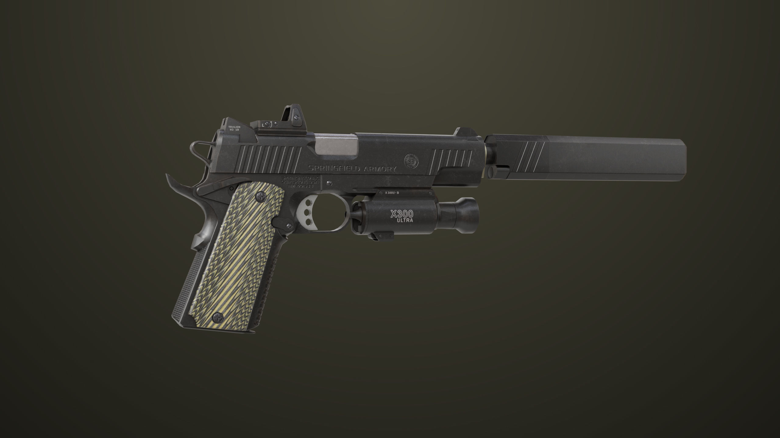 Pistol 07 Black Generic All PBR Unity UE Textures Included Low-poly 3D model_11