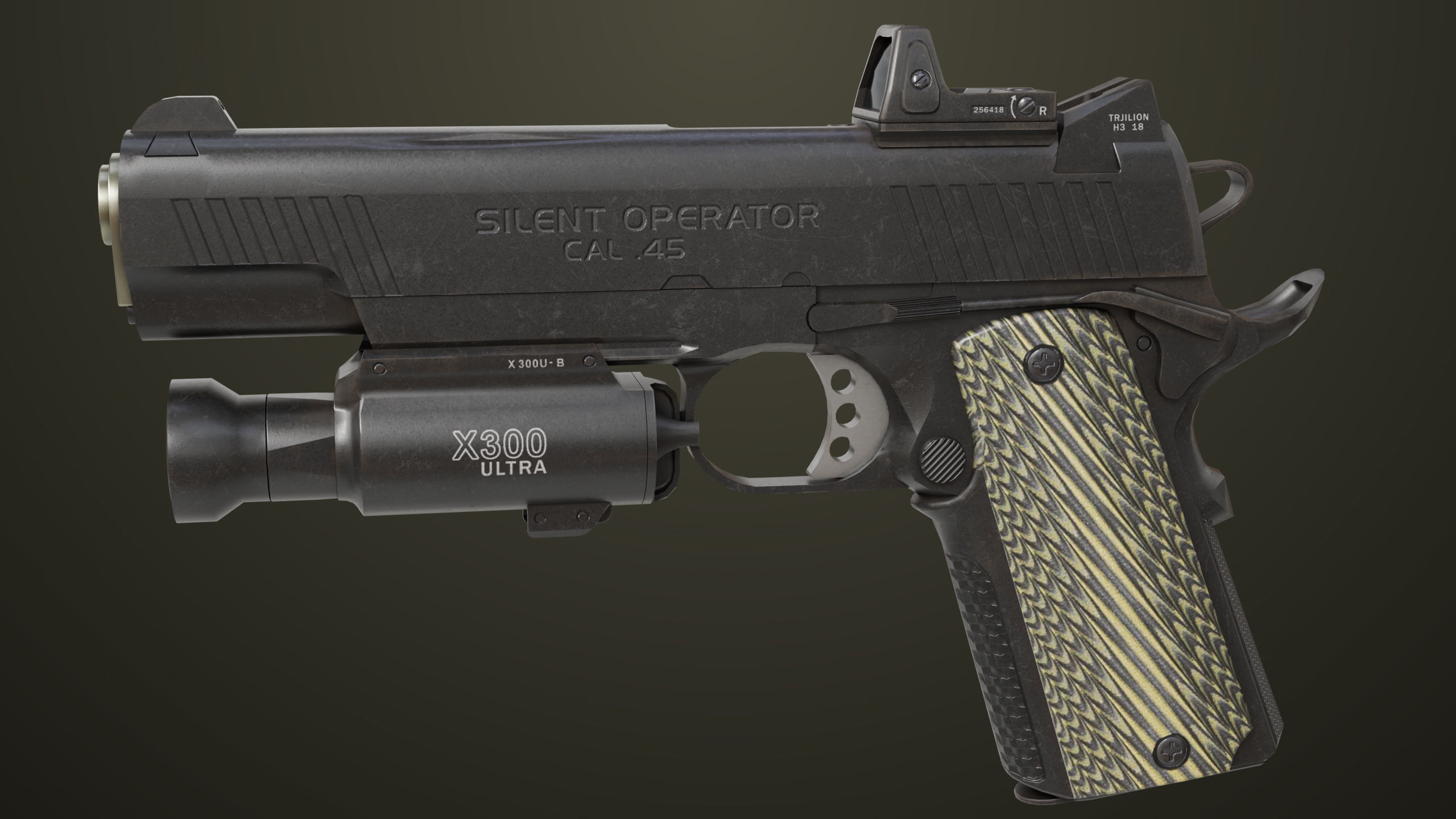 Pistol 07 Black Generic All PBR Unity UE Textures Included Low-poly 3D model_20