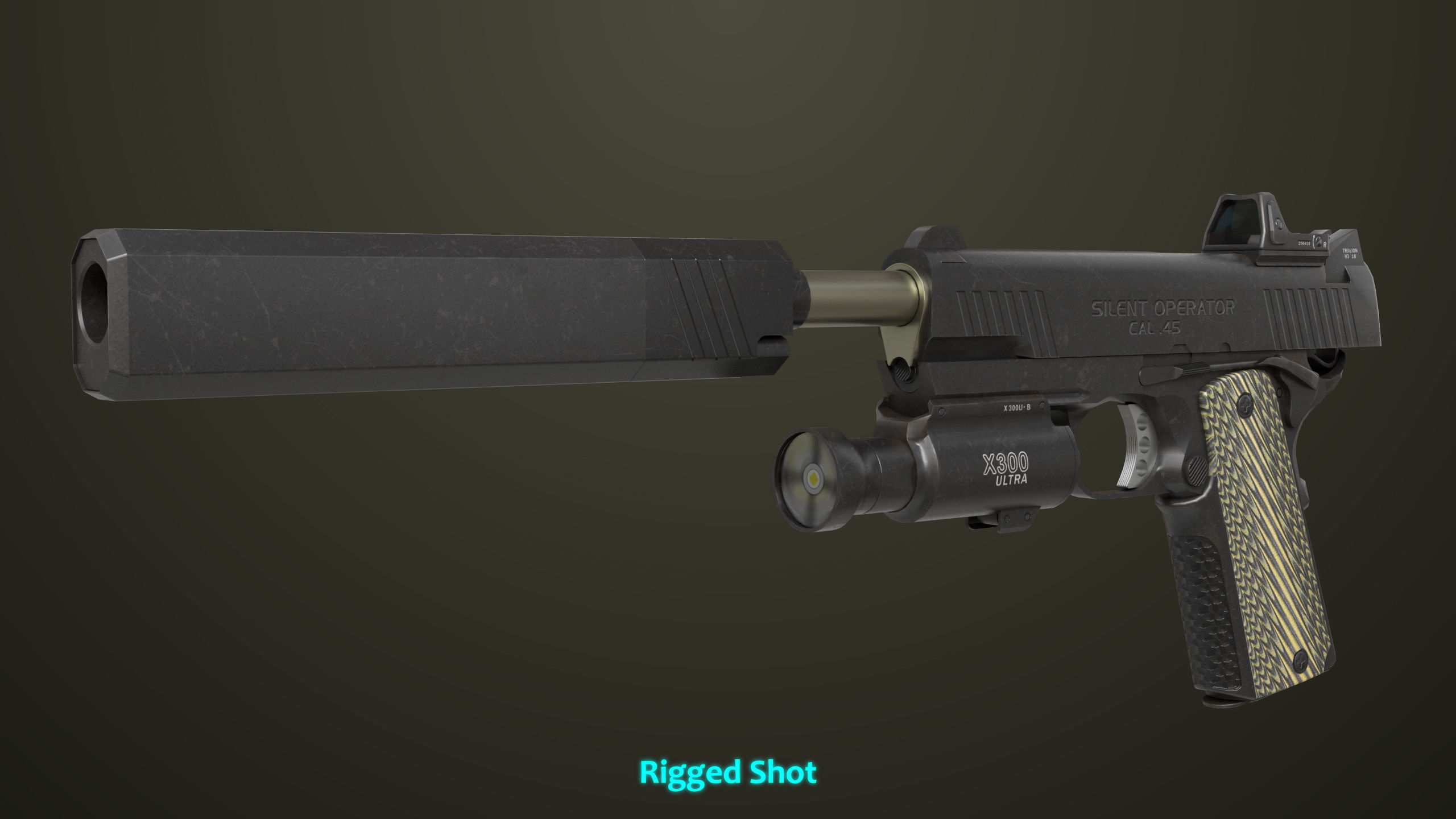 Pistol 07 Black Generic All PBR Unity UE Textures Included Low-poly 3D model_31