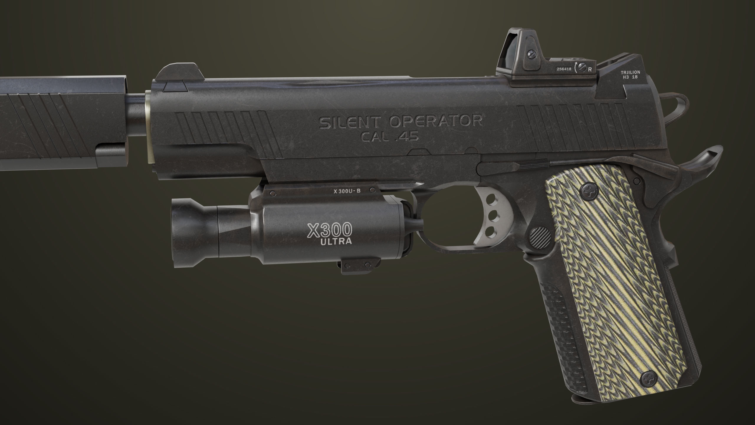 Pistol 07 Black Generic All PBR Unity UE Textures Included Low-poly 3D model_19