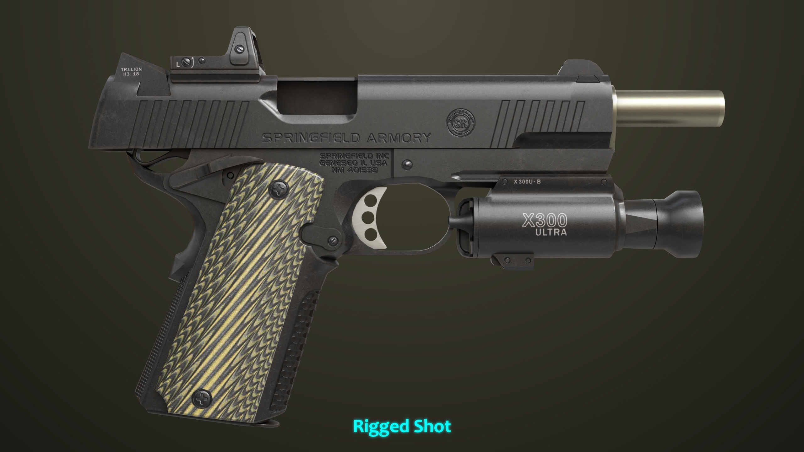 Pistol 07 Black Generic All PBR Unity UE Textures Included Low-poly 3D model_33