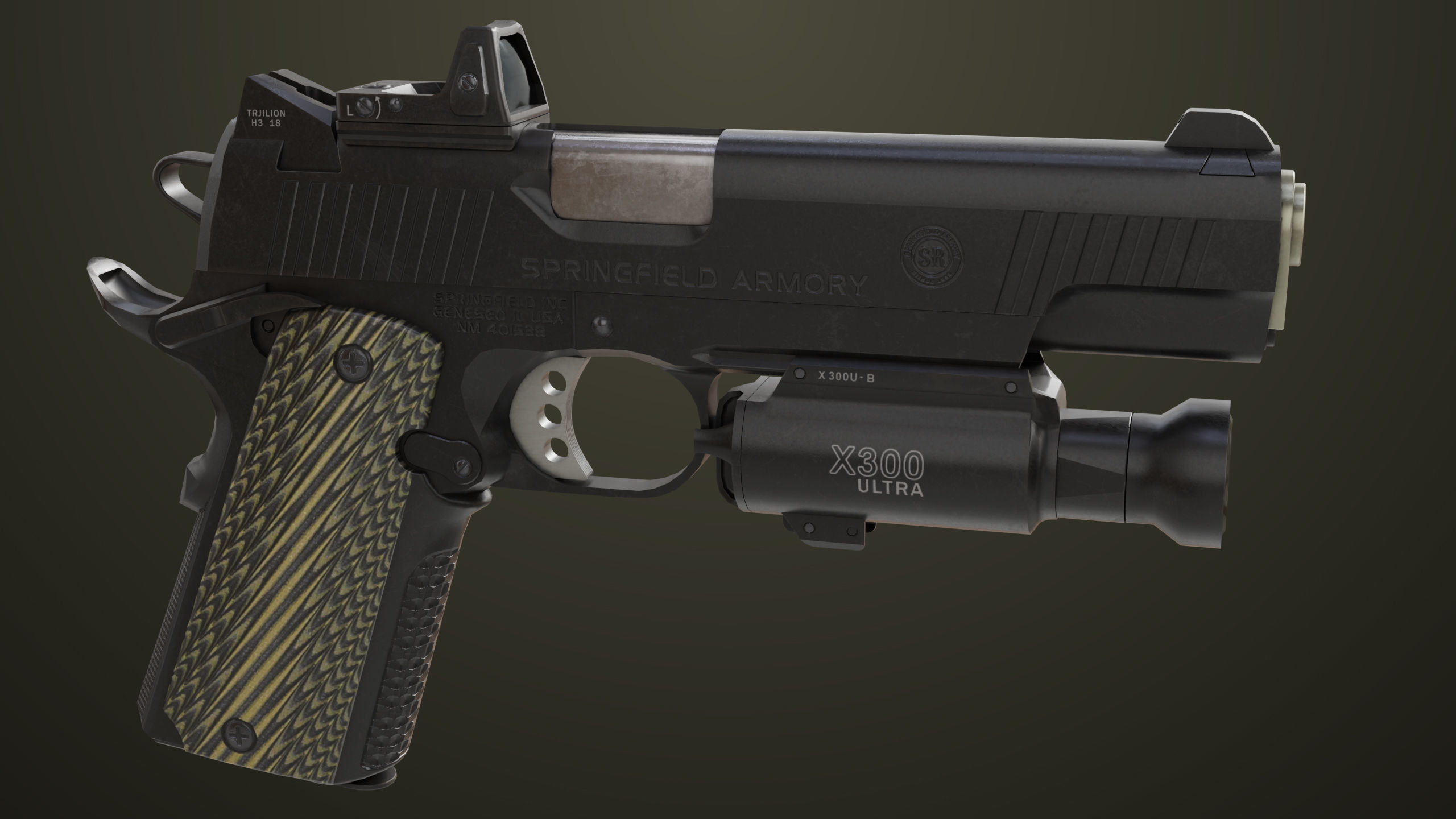 Pistol 07 Black Generic All PBR Unity UE Textures Included Low-poly 3D model_4