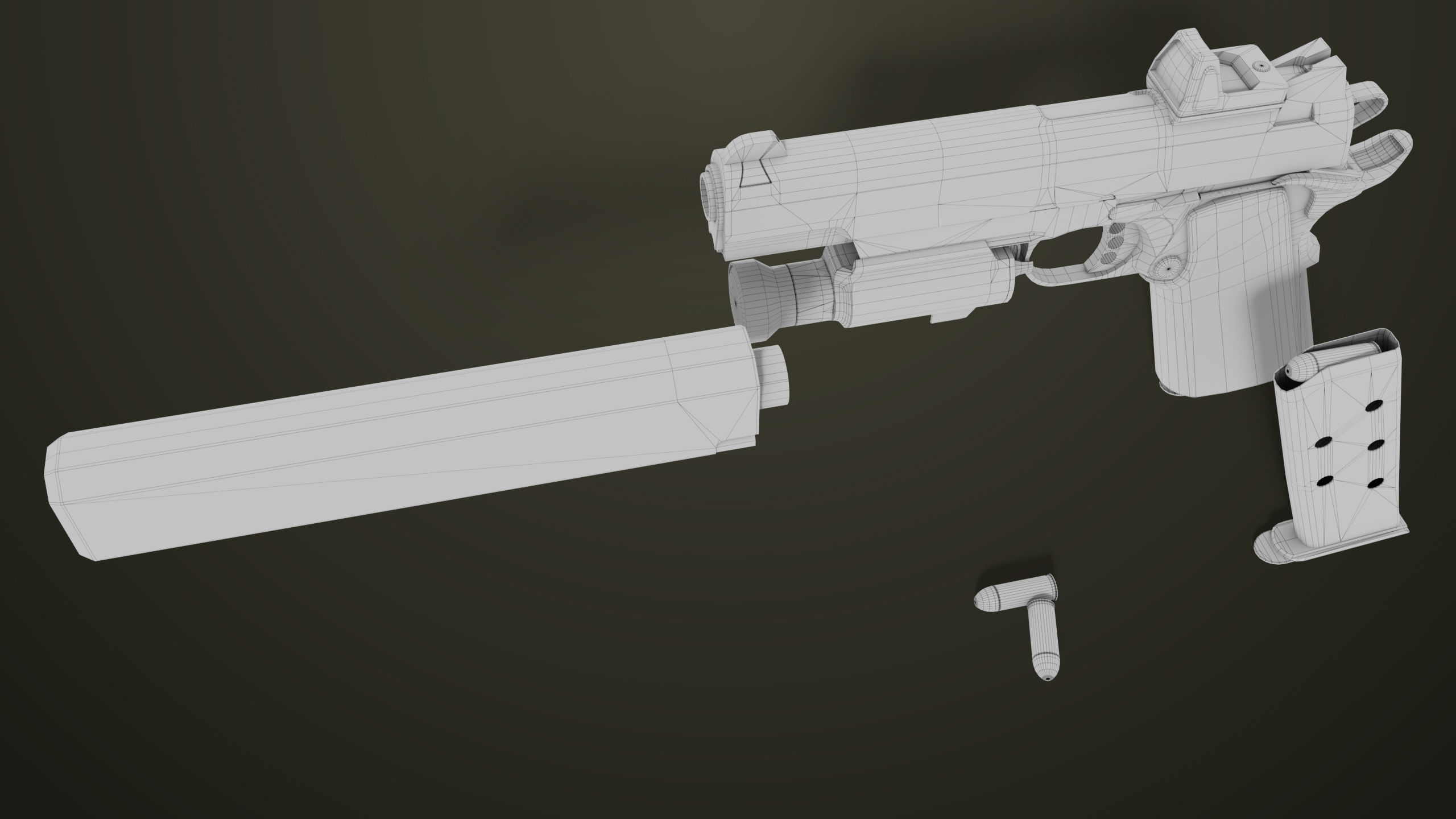 Pistol 07 Black Generic All PBR Unity UE Textures Included Low-poly 3D model_63