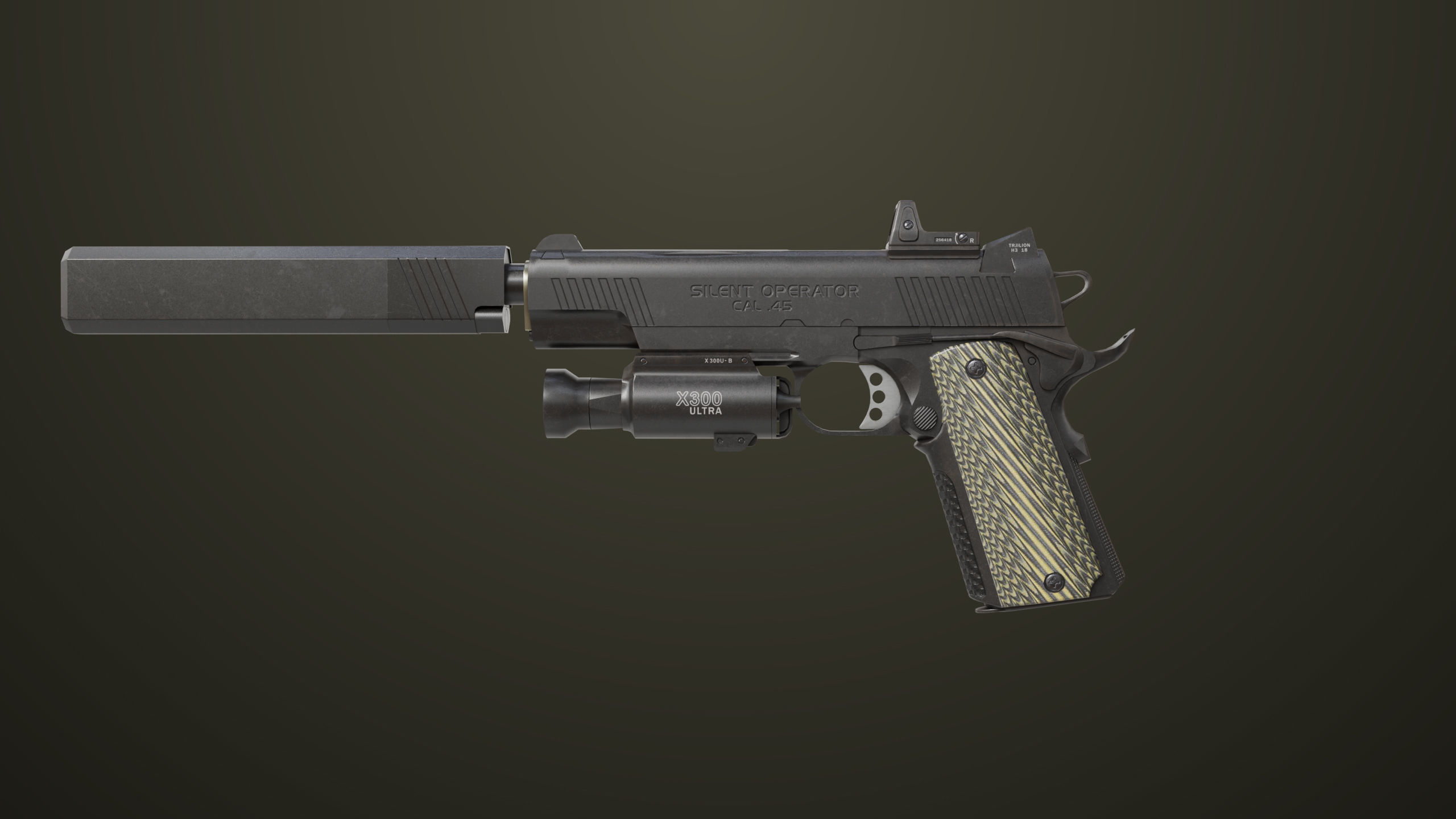 Pistol 07 Black Generic All PBR Unity UE Textures Included Low-poly 3D model_6