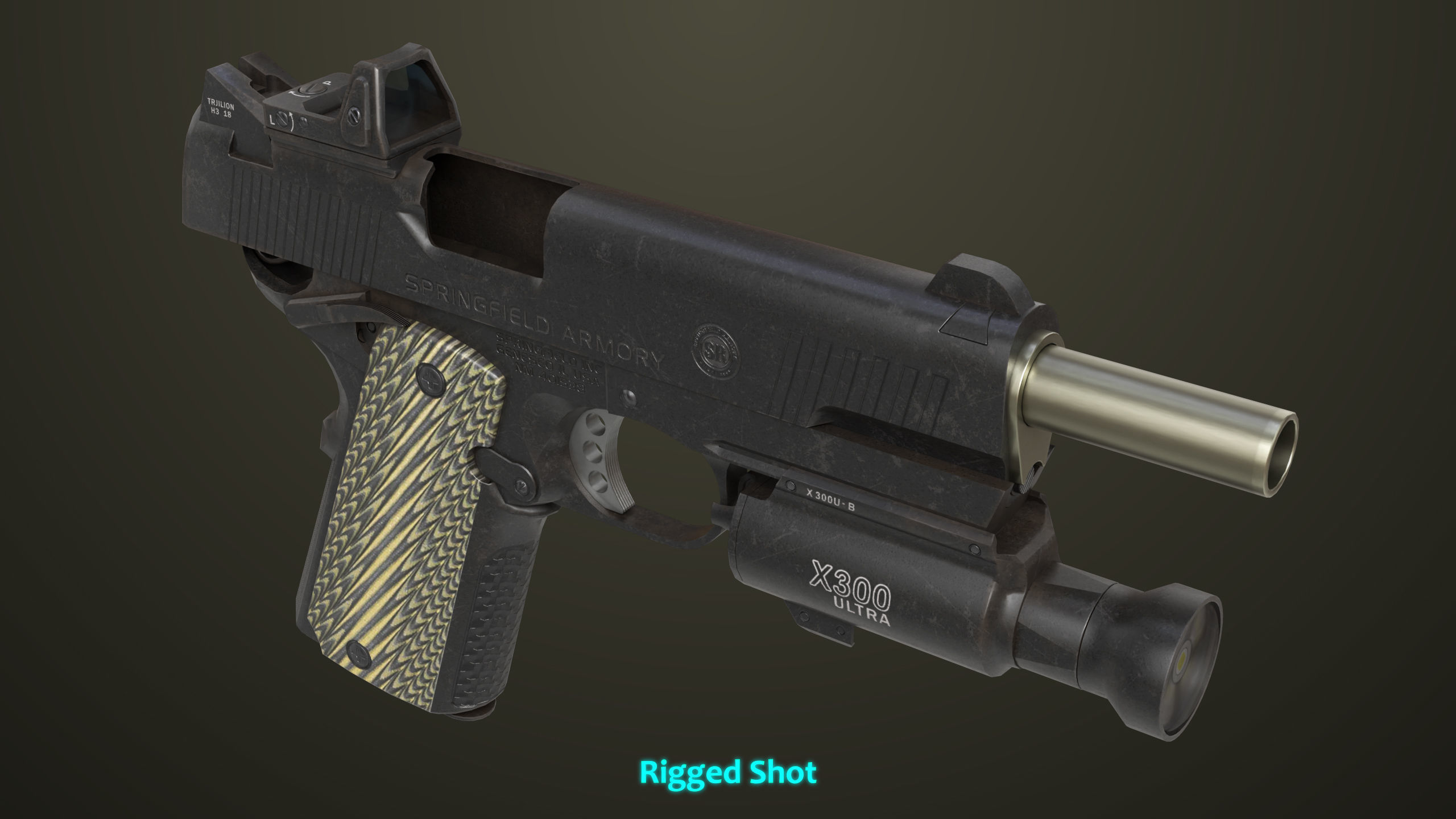 Pistol 07 Black Generic All PBR Unity UE Textures Included Low-poly 3D model_5