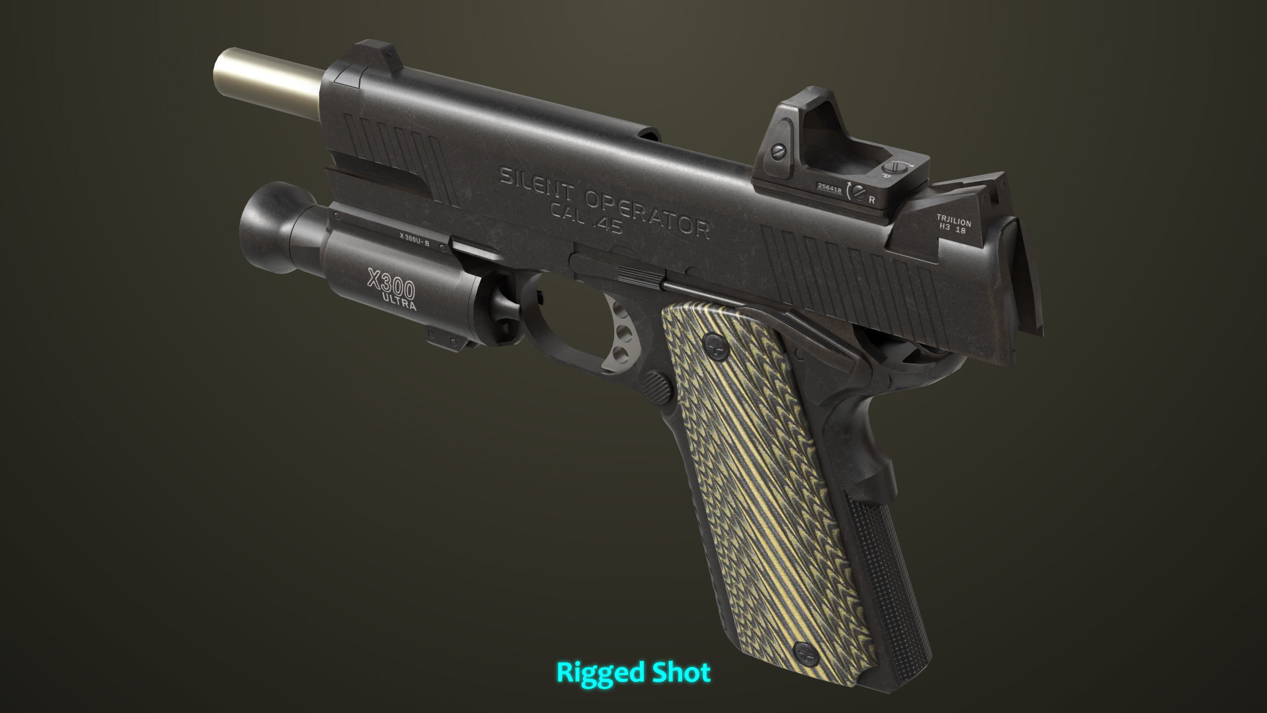 Pistol 07 Black Generic All PBR Unity UE Textures Included Low-poly 3D model_34