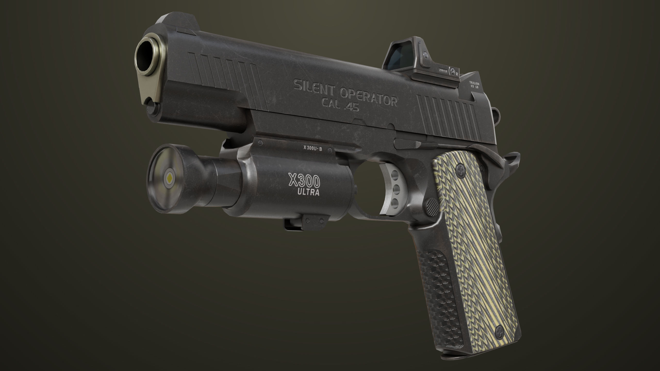Pistol 07 Black Generic All PBR Unity UE Textures Included Low-poly 3D model_24
