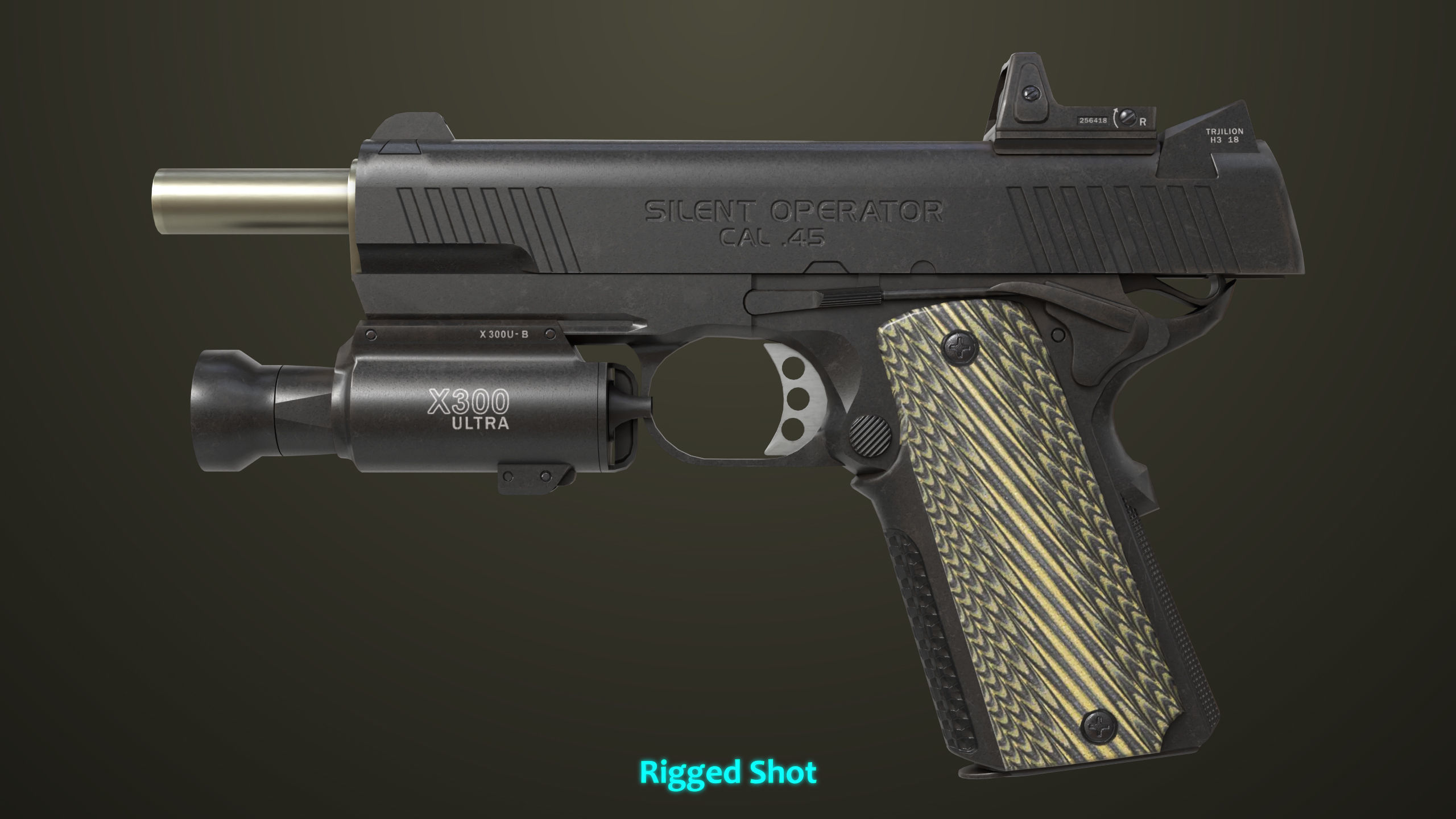 Pistol 07 Black Generic All PBR Unity UE Textures Included Low-poly 3D model_32