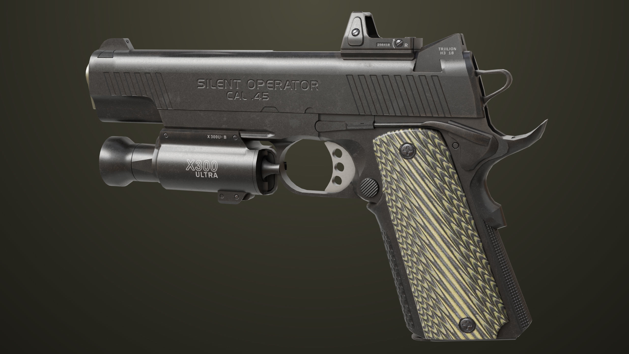 Pistol 07 Black Generic All PBR Unity UE Textures Included Low-poly 3D model_21