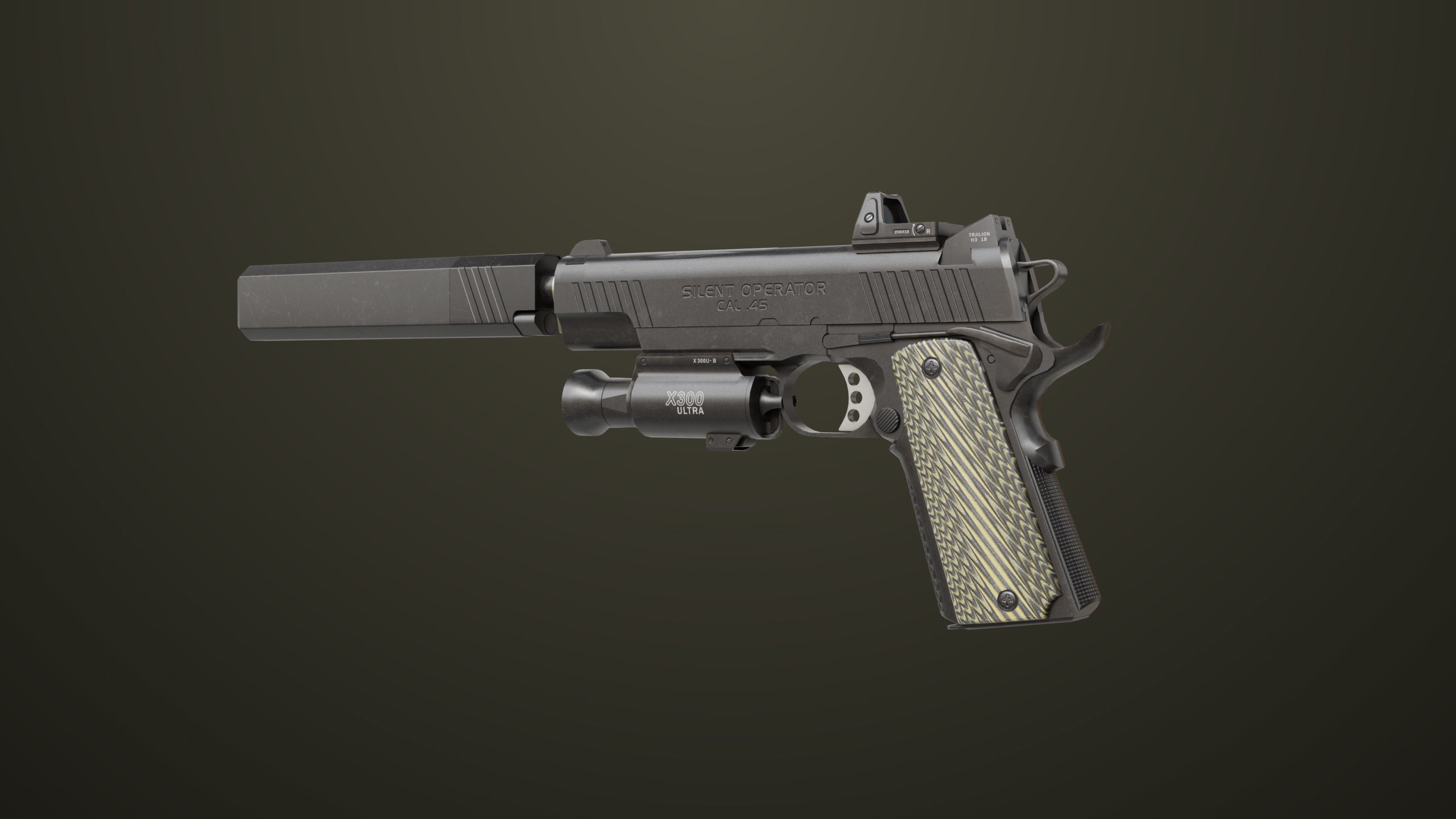 Pistol 07 Black Generic All PBR Unity UE Textures Included Low-poly 3D model_14
