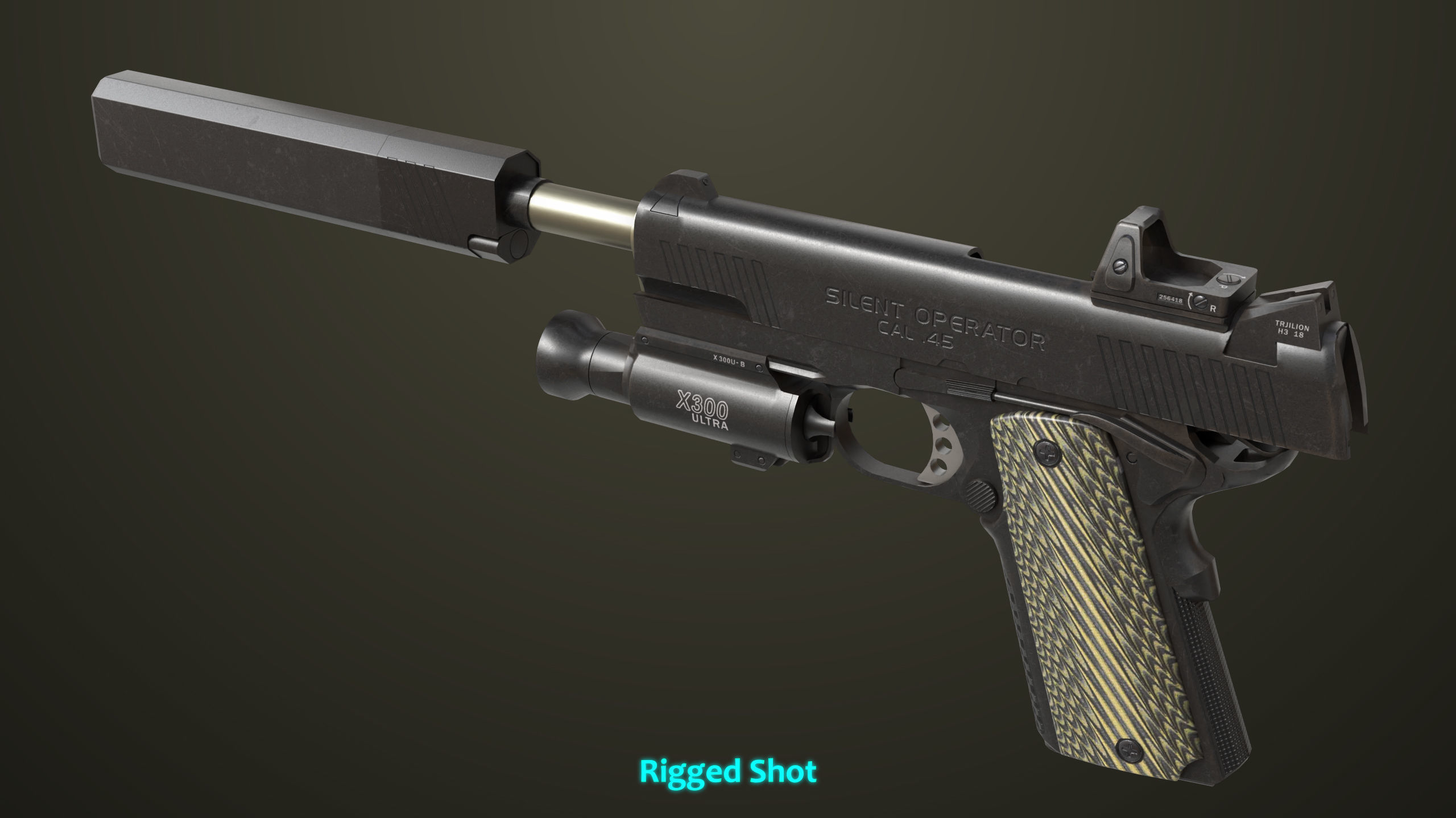 Pistol 07 Black Generic All PBR Unity UE Textures Included Low-poly 3D model_29