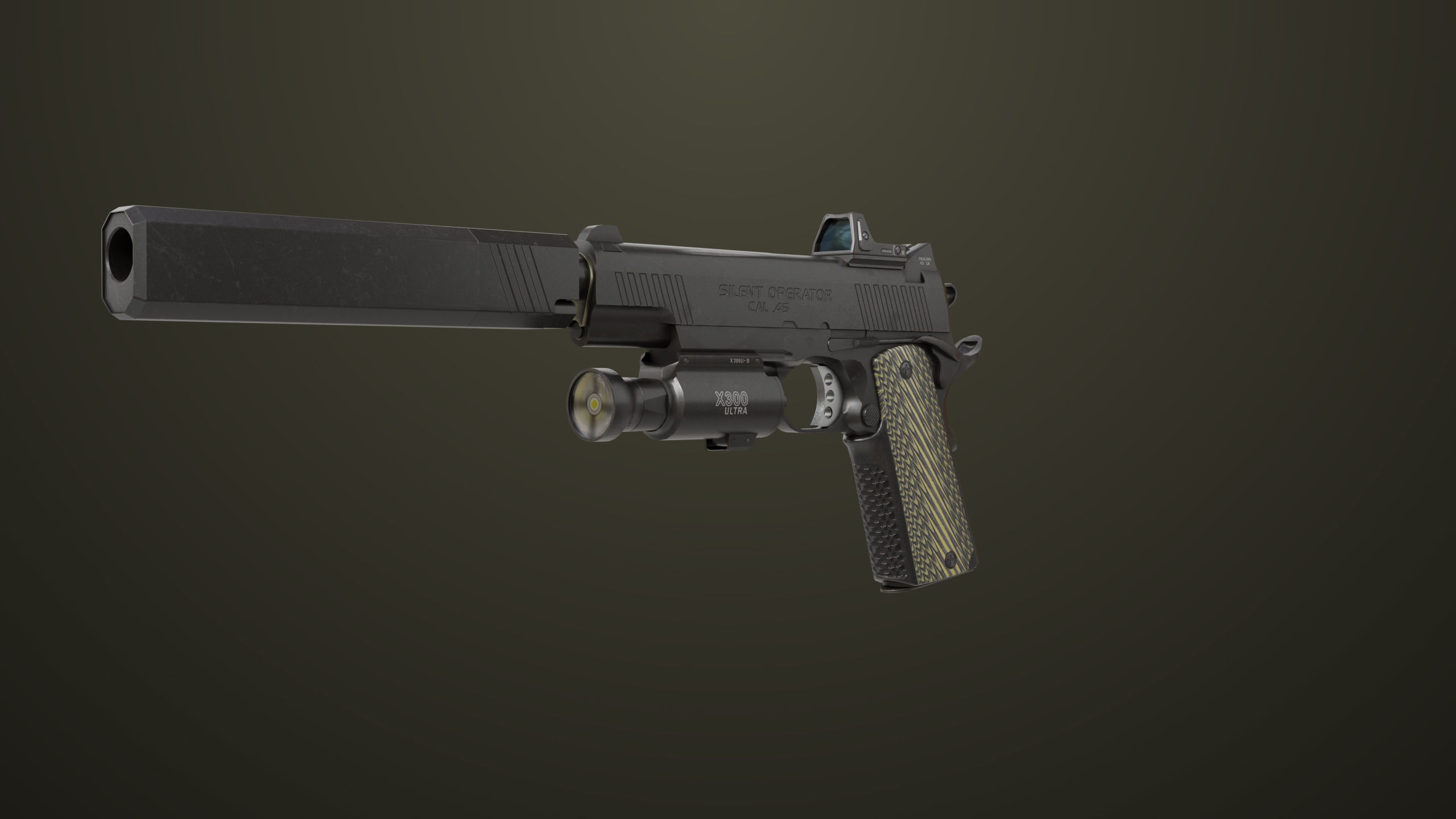 Pistol 07 Black Generic All PBR Unity UE Textures Included Low-poly 3D model_7