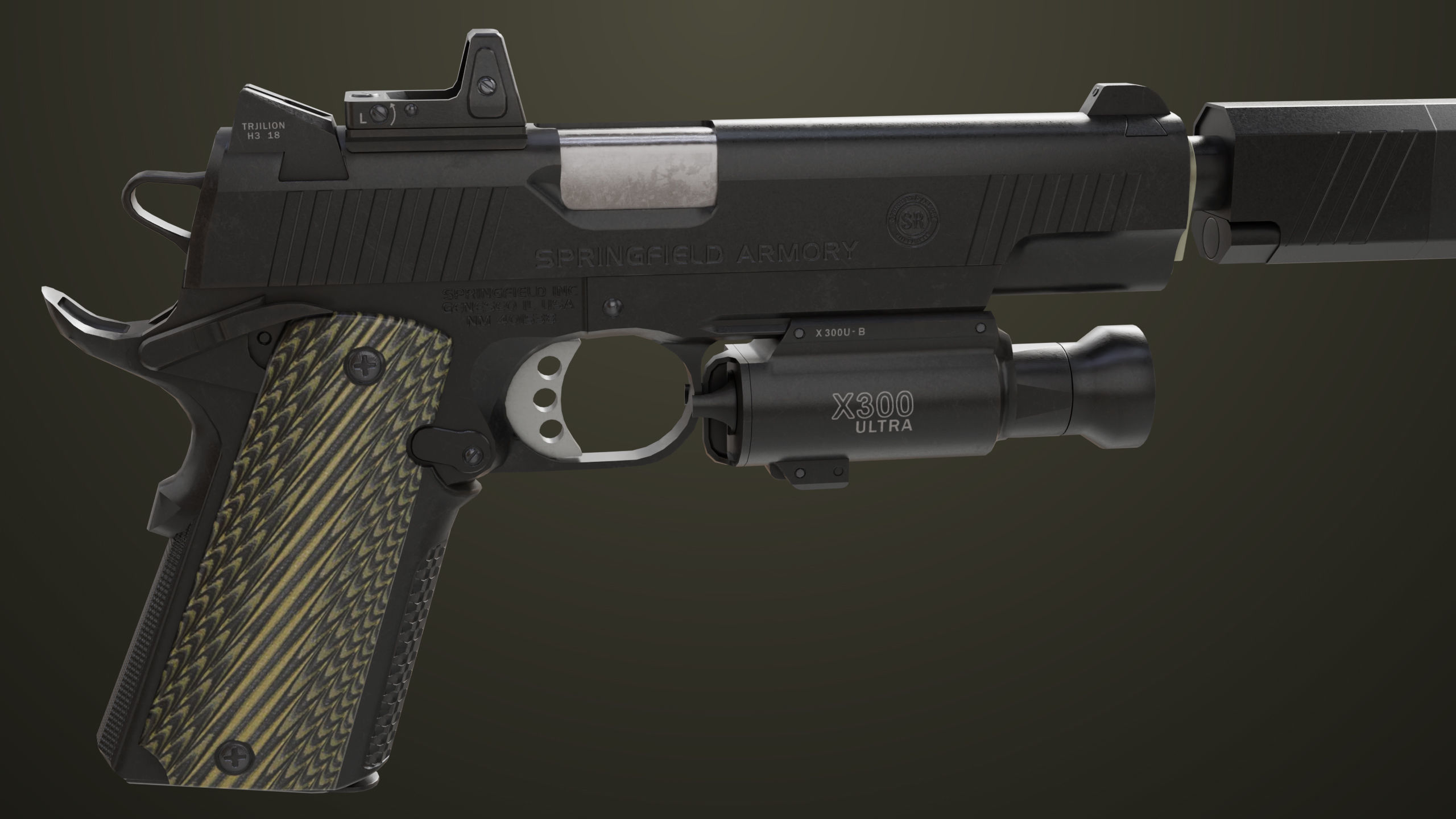 Pistol 07 Black Generic All PBR Unity UE Textures Included Low-poly 3D model_17