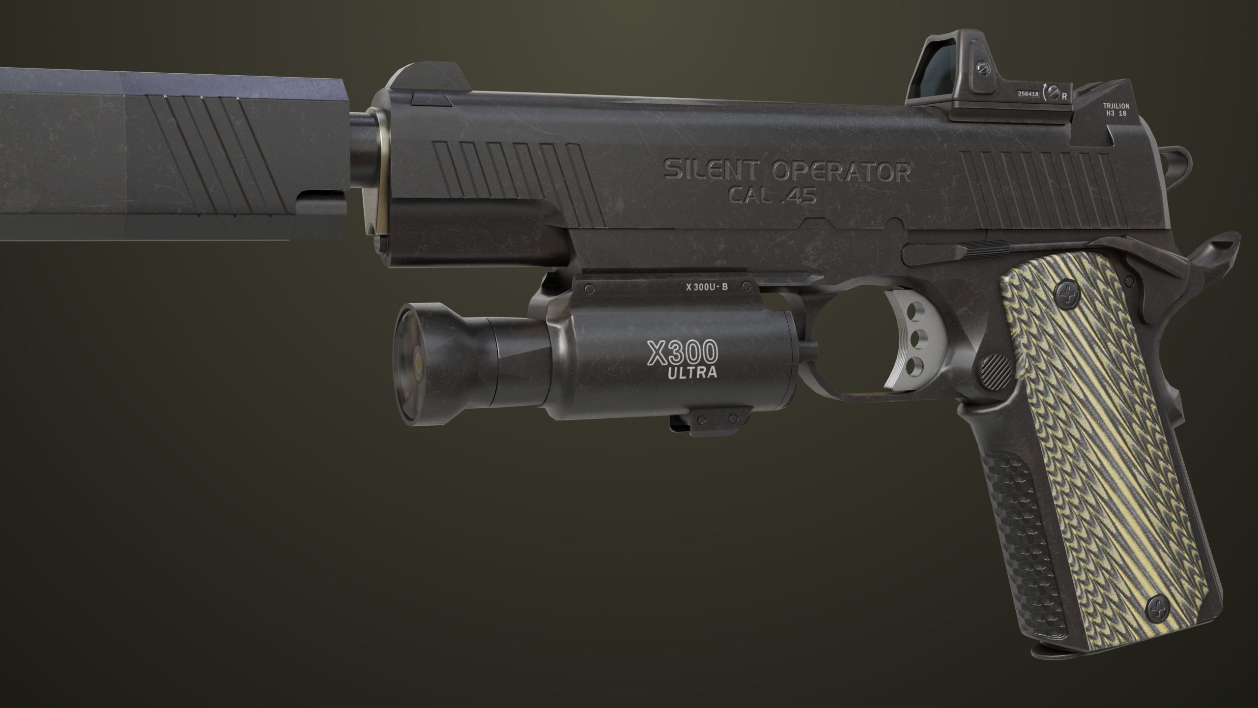 Pistol 07 Black Generic All PBR Unity UE Textures Included Low-poly 3D model_16