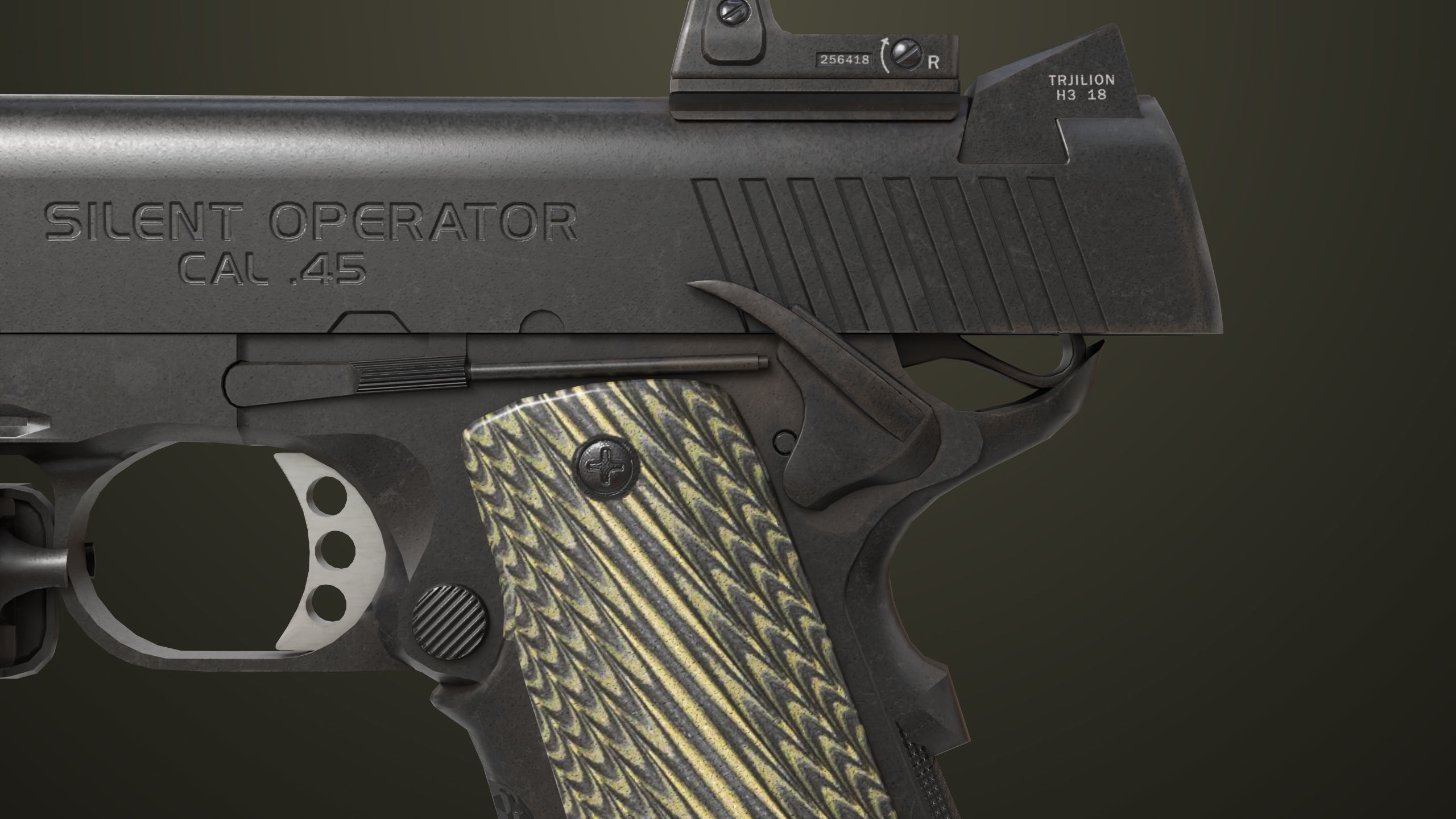 Pistol 07 Black Generic All PBR Unity UE Textures Included Low-poly 3D model_38