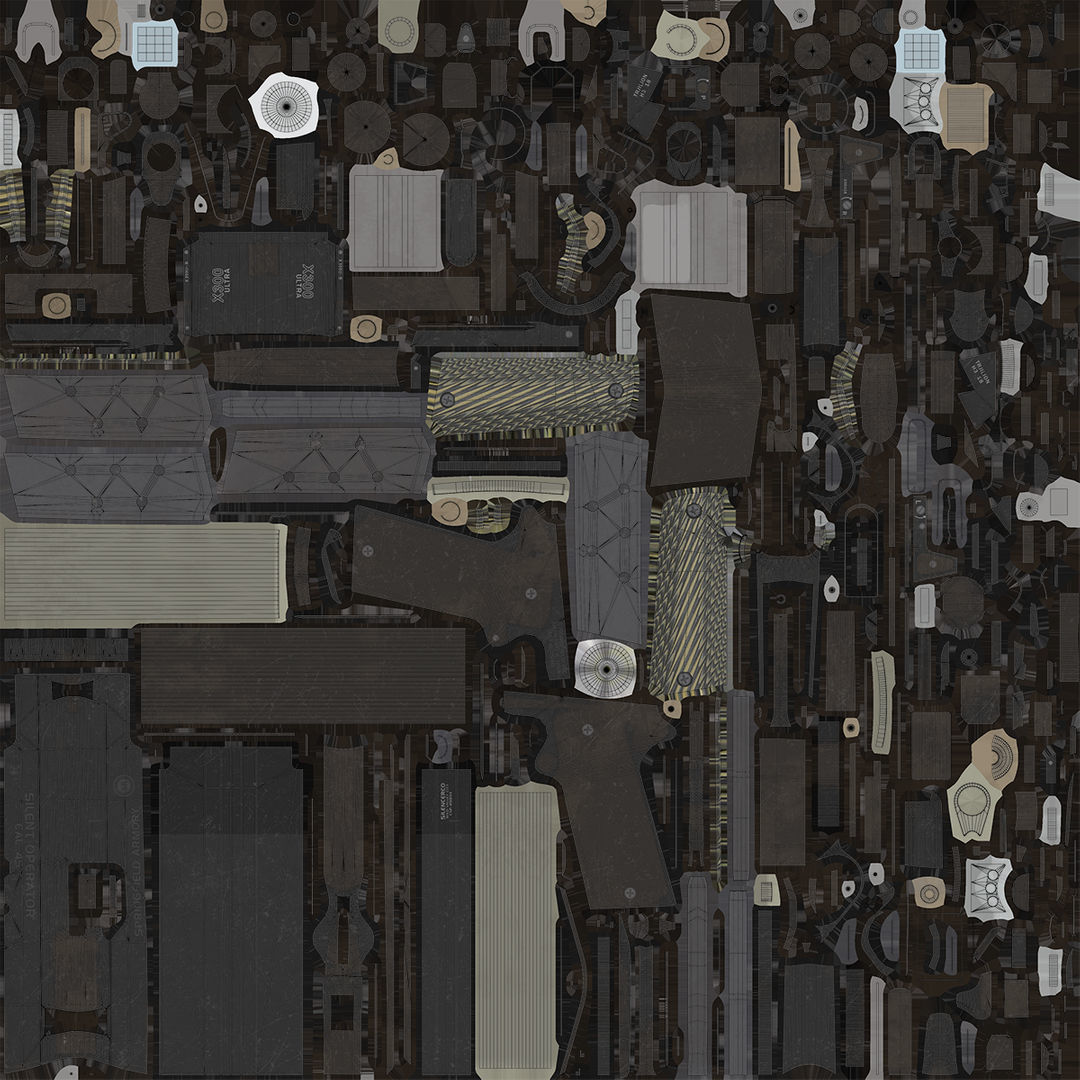 Pistol 07 Black Generic All PBR Unity UE Textures Included Low-poly 3D model_70