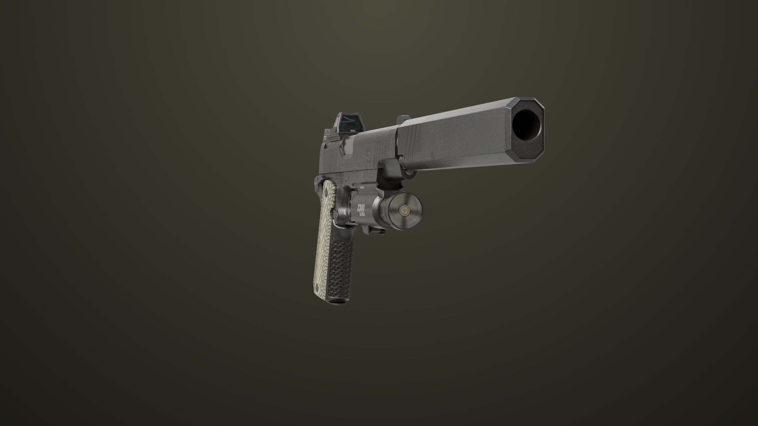 Pistol 07 Black Generic All PBR Unity UE Textures Included Low-poly 3D model_9
