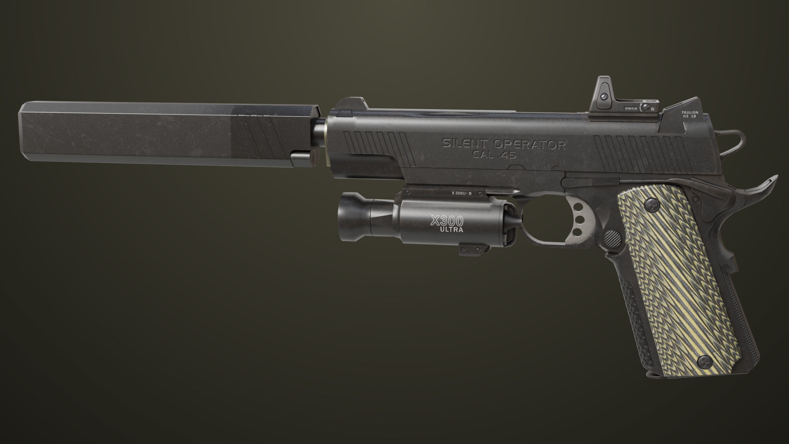 Pistol 07 Black Generic All PBR Unity UE Textures Included Low-poly 3D model_1