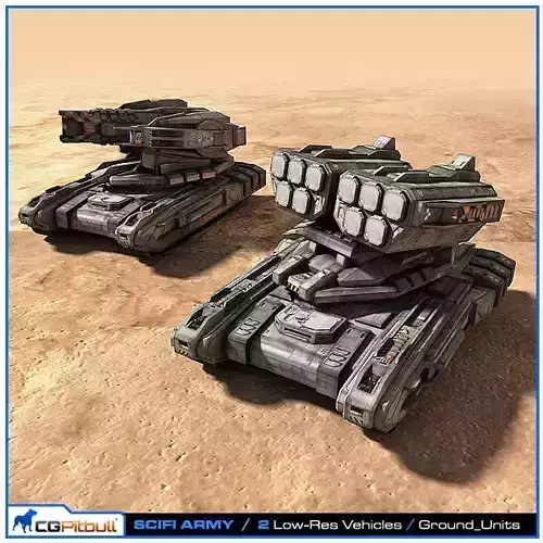 SciFi Army Ground Units 02 Low-poly 3D model SciFi Army Ground Units 02 Low-poly 3D model