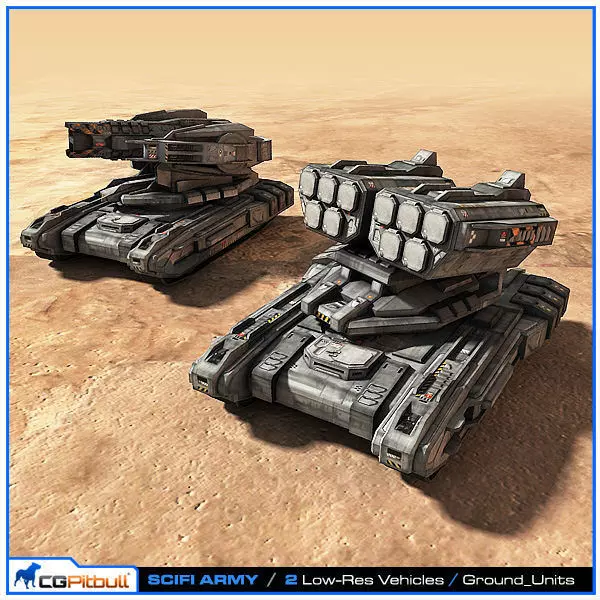 SciFi Army Ground Units 02 Low-poly 3D model_0