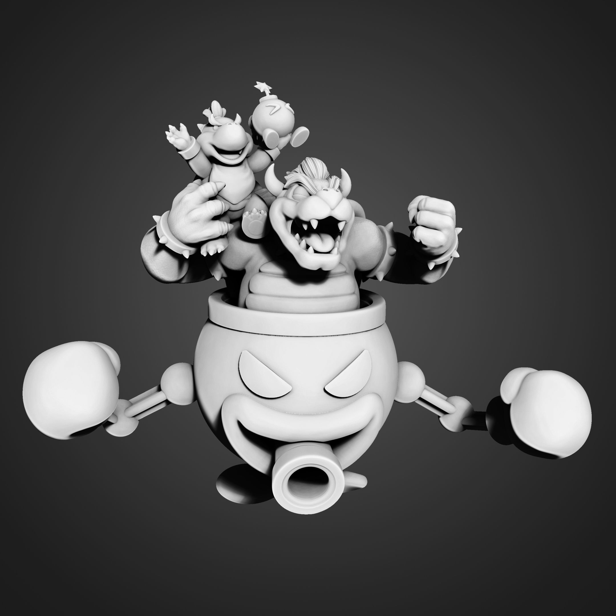 Bowser with Bowser Jr 3D print model_3