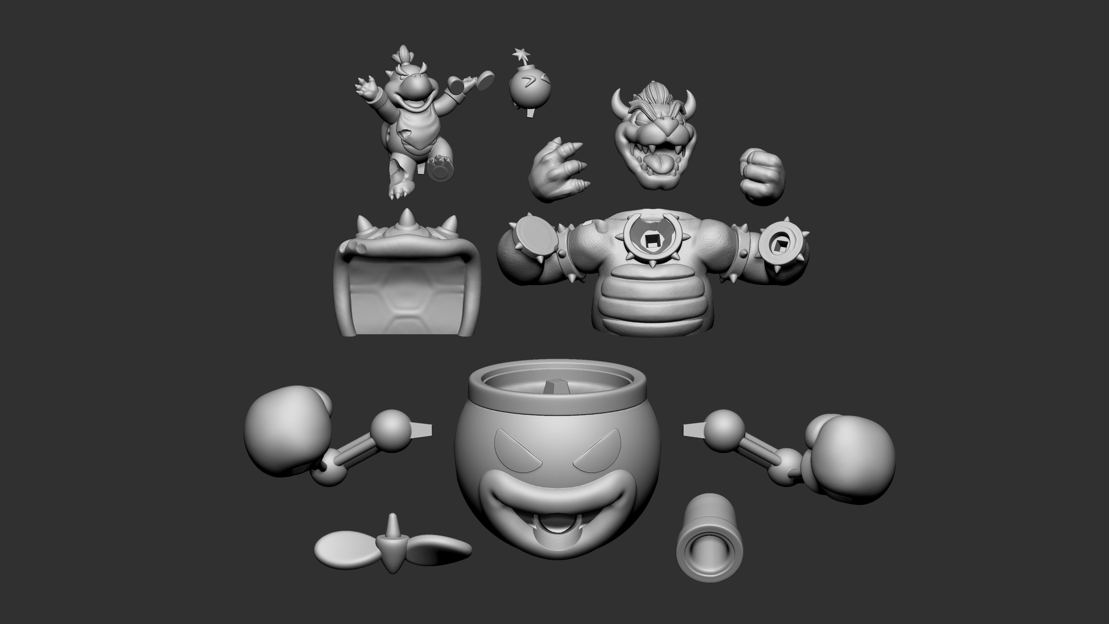 Bowser with Bowser Jr 3D print model_2