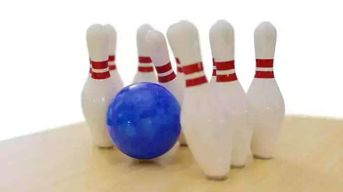 Bowling Ball and Pins Realistic with Animated Physics Simulation