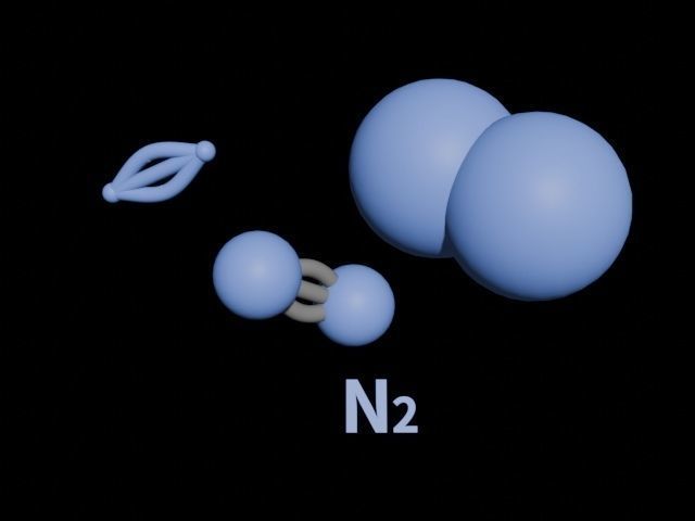 3D molecular models of gaseous monatomic molecules Free low-poly 3D model_2
