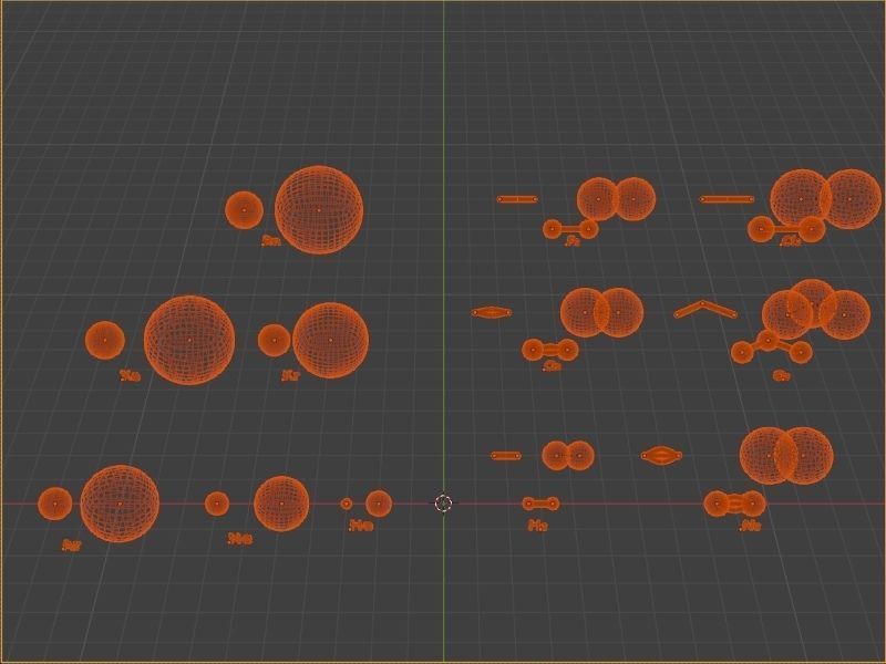 3D molecular models of gaseous monatomic molecules Free low-poly 3D model_9