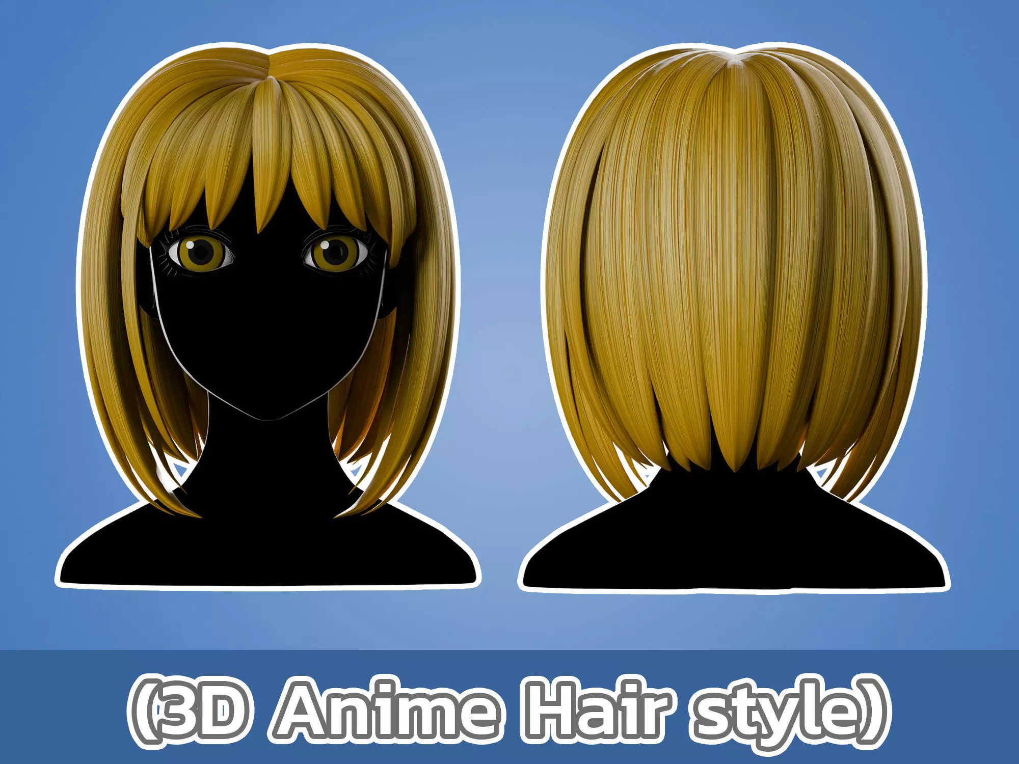 Anime hair style 23 Low-poly 3D model