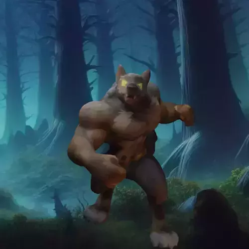 Moonlit Fury A Hand-Painted Muscular Werewolf Low-poly 3D model