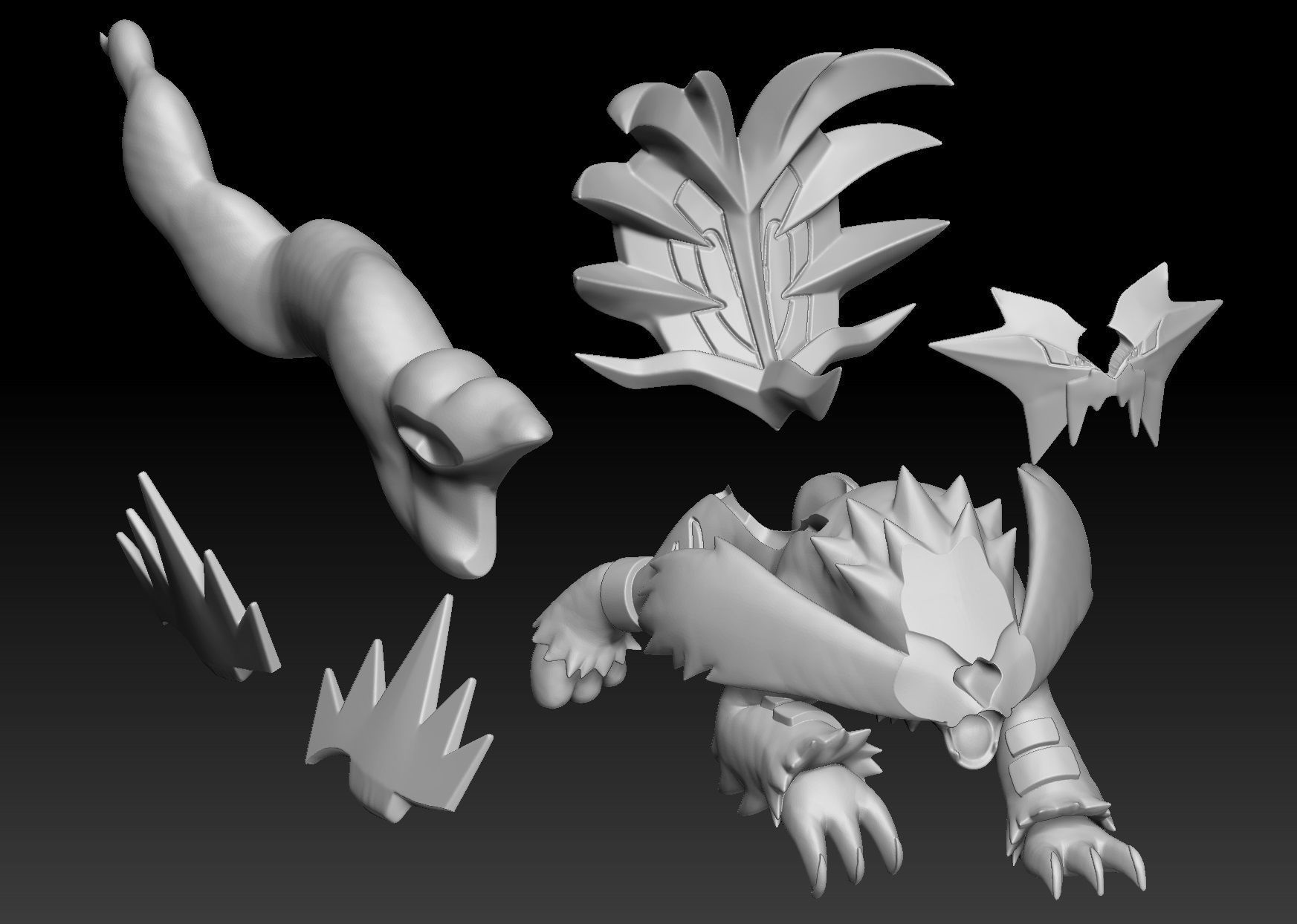 Pokemon Paradox Ancient Entei Gouging Fire 3D print model_2