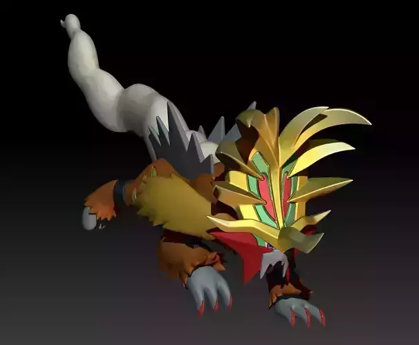 Pokemon Paradox Ancient Entei Gouging Fire 3D print model
