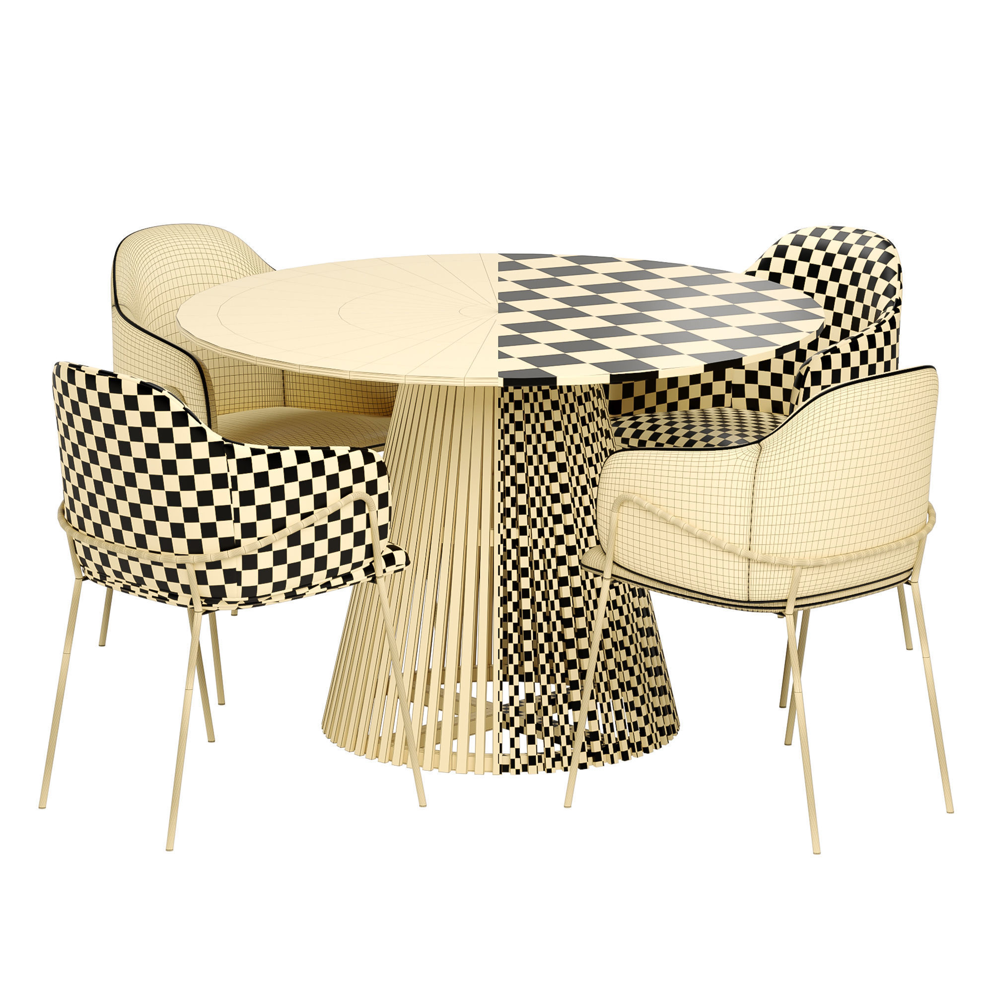 carver chair with 2 type table 3D model_4