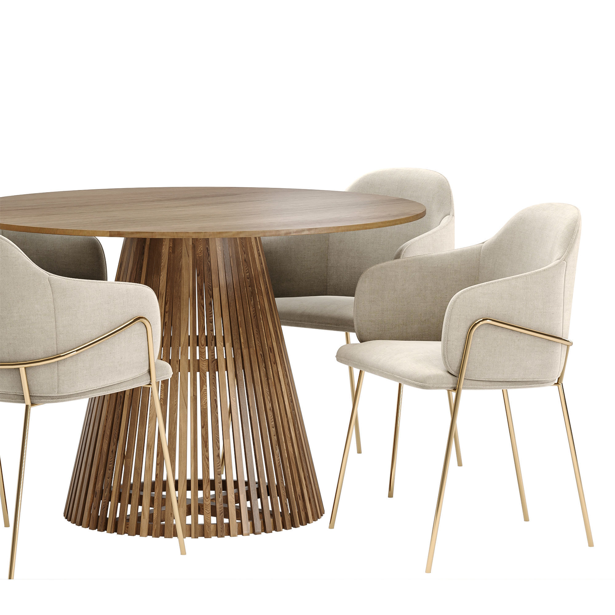 carver chair with 2 type table 3D model_1