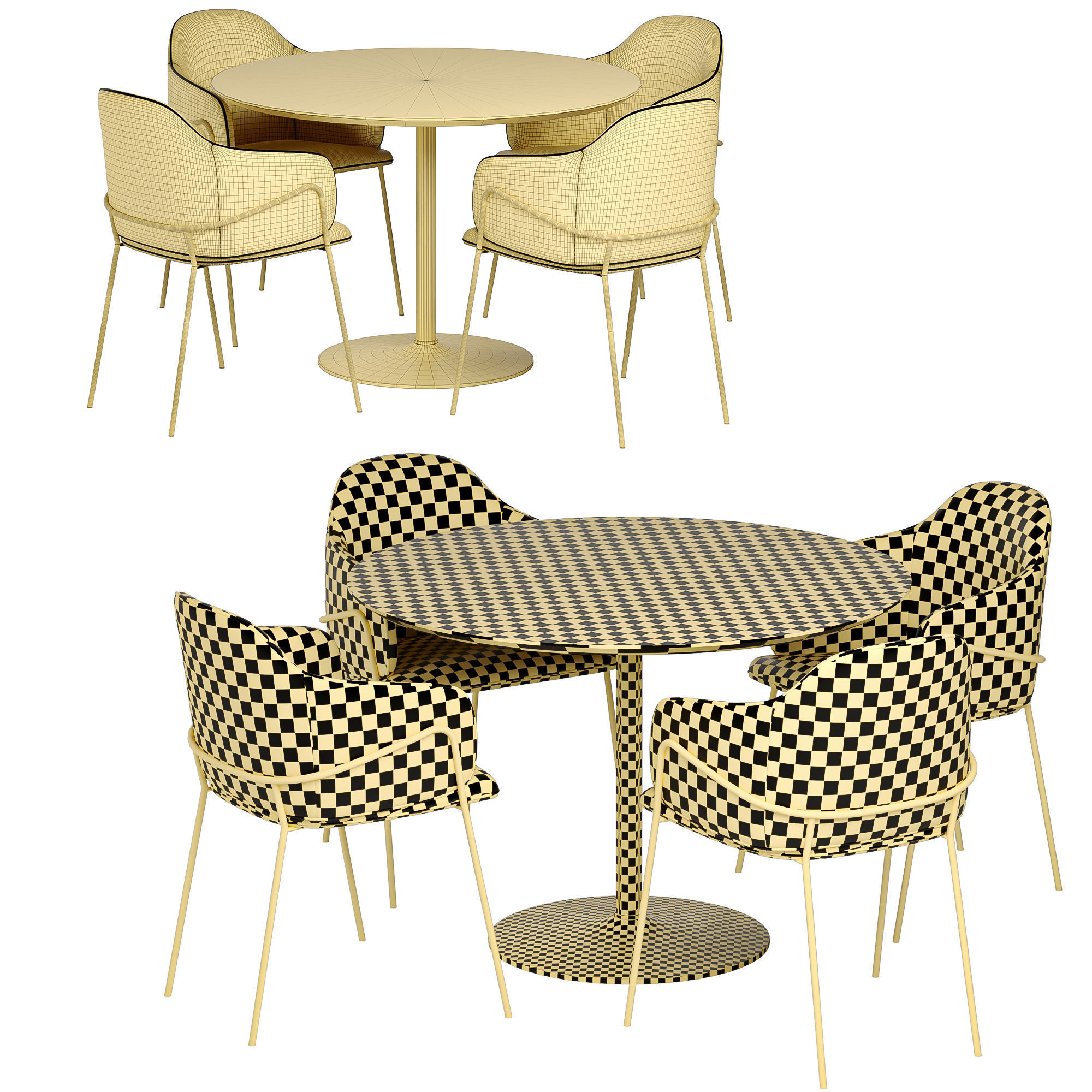 carver chair with 2 type table 3D model_3