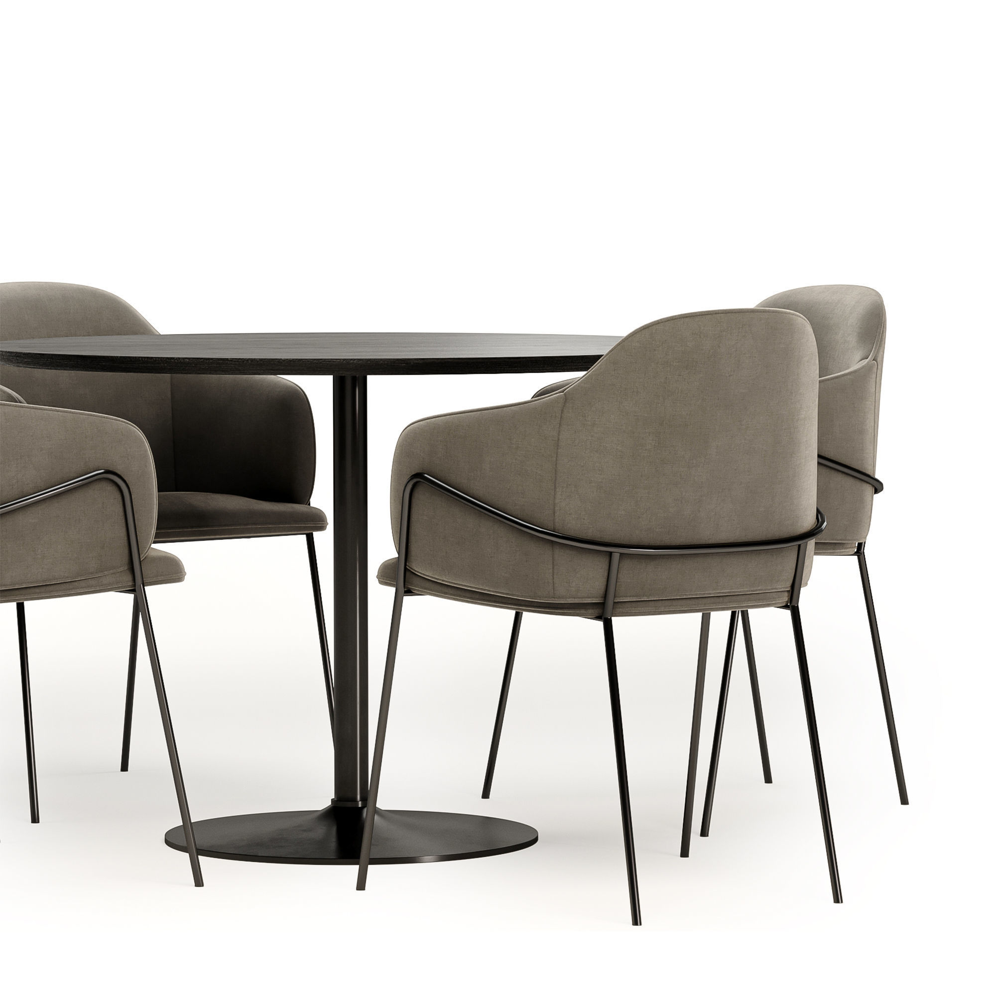 carver chair with 2 type table 3D model_2