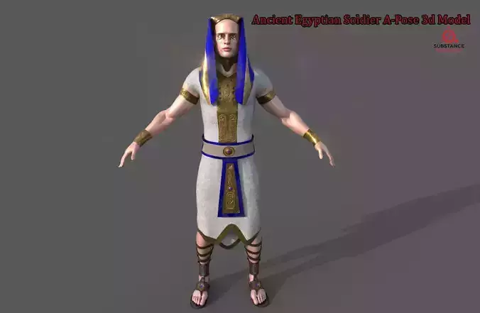 Ancient Egyptian Soldier A-Pose 3d Model 3D model