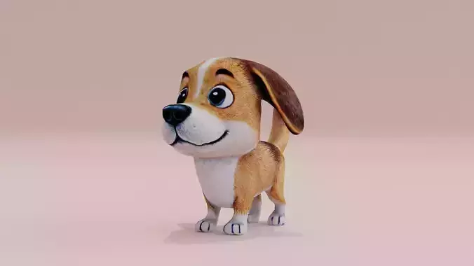Dog Cute Cartoon Puppy Low High Poly