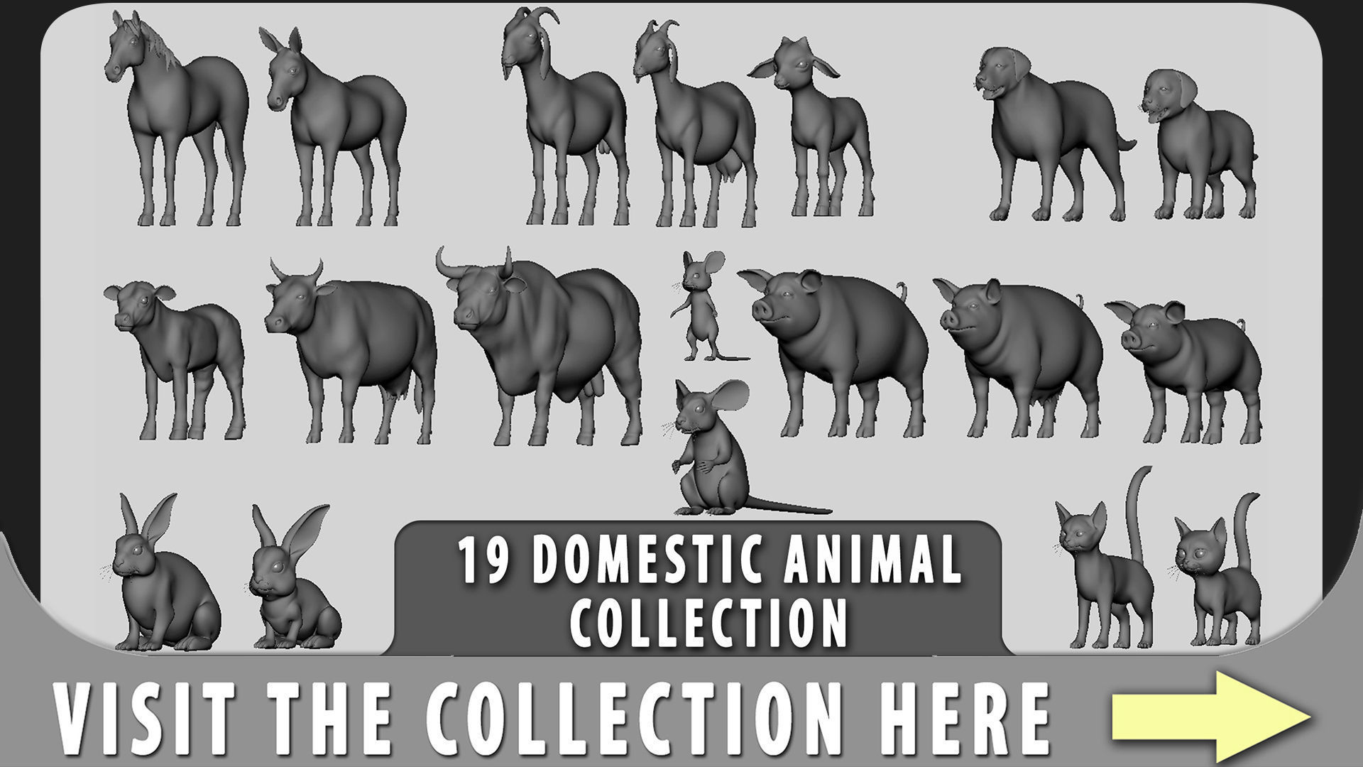 Donkey Basemesh Low-poly 3D model_5