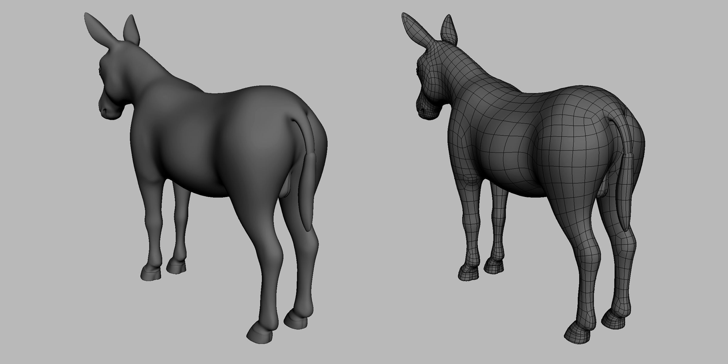 Donkey Basemesh Low-poly 3D model_1